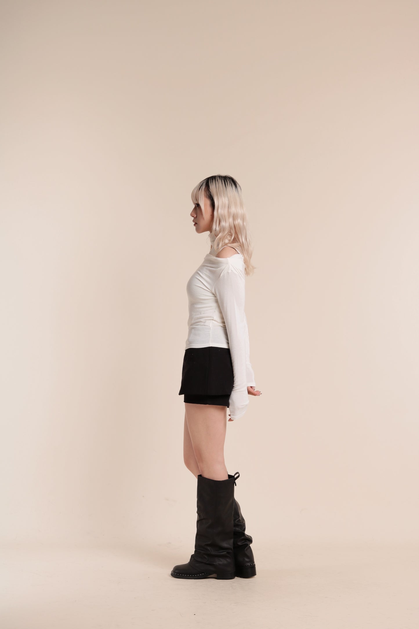 Belted Pants Skirt (Black)