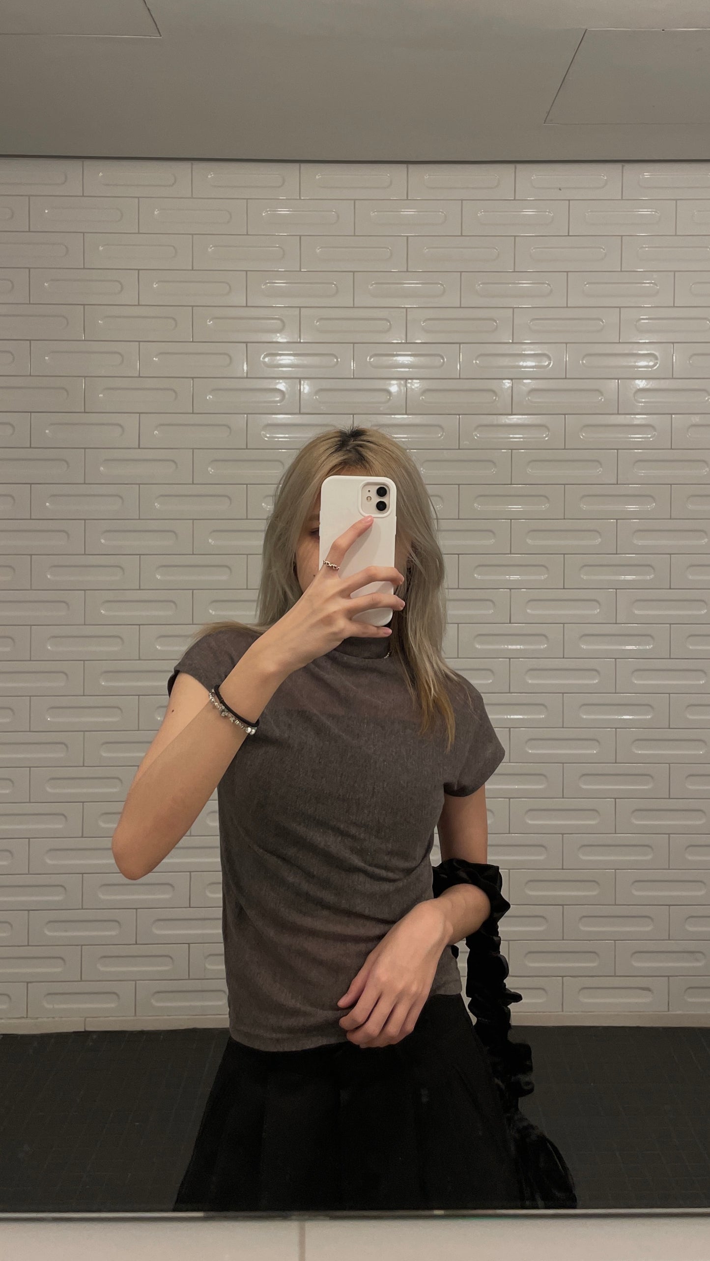 Cap Sleeve Mock Neck Top (Brown)