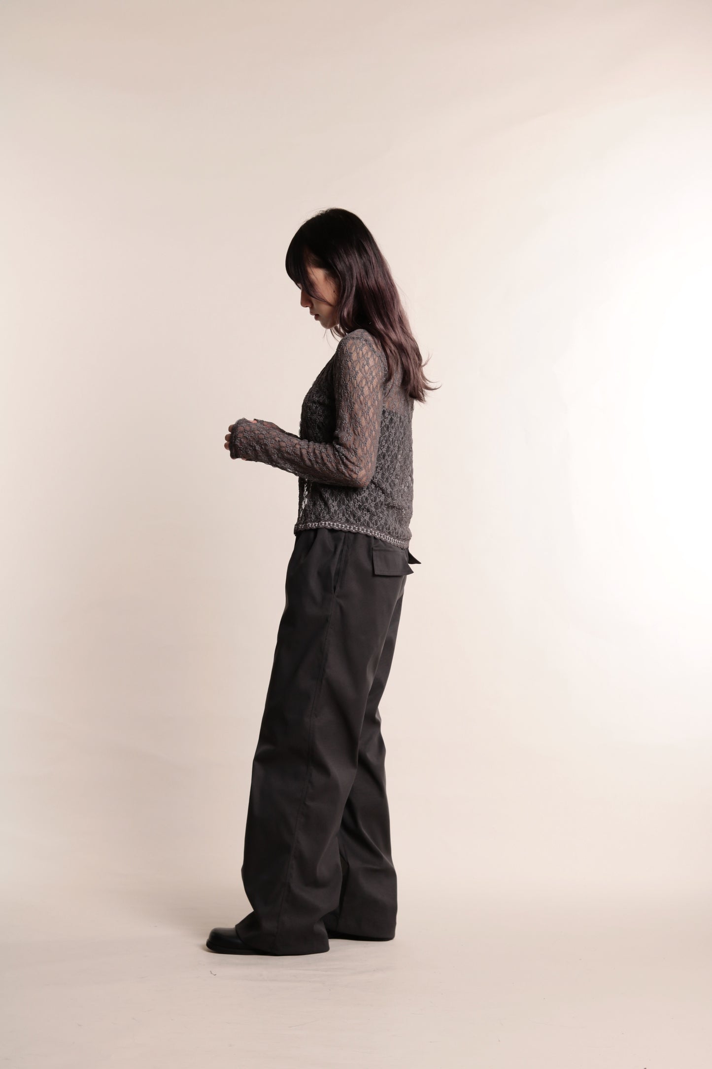 Delia Gathered Pants (Charcoal)