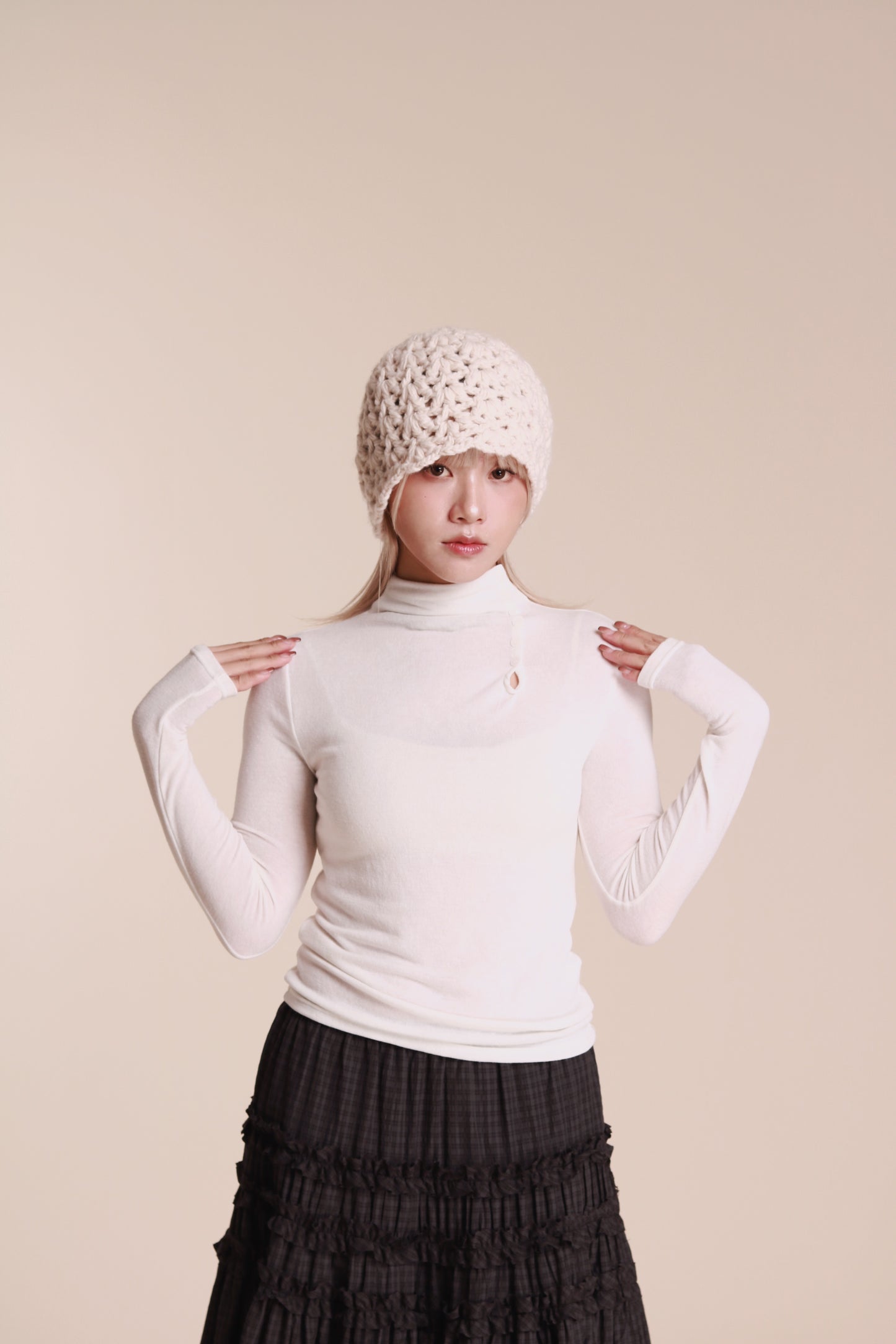 Knit Bucket Hat (Ivory)
