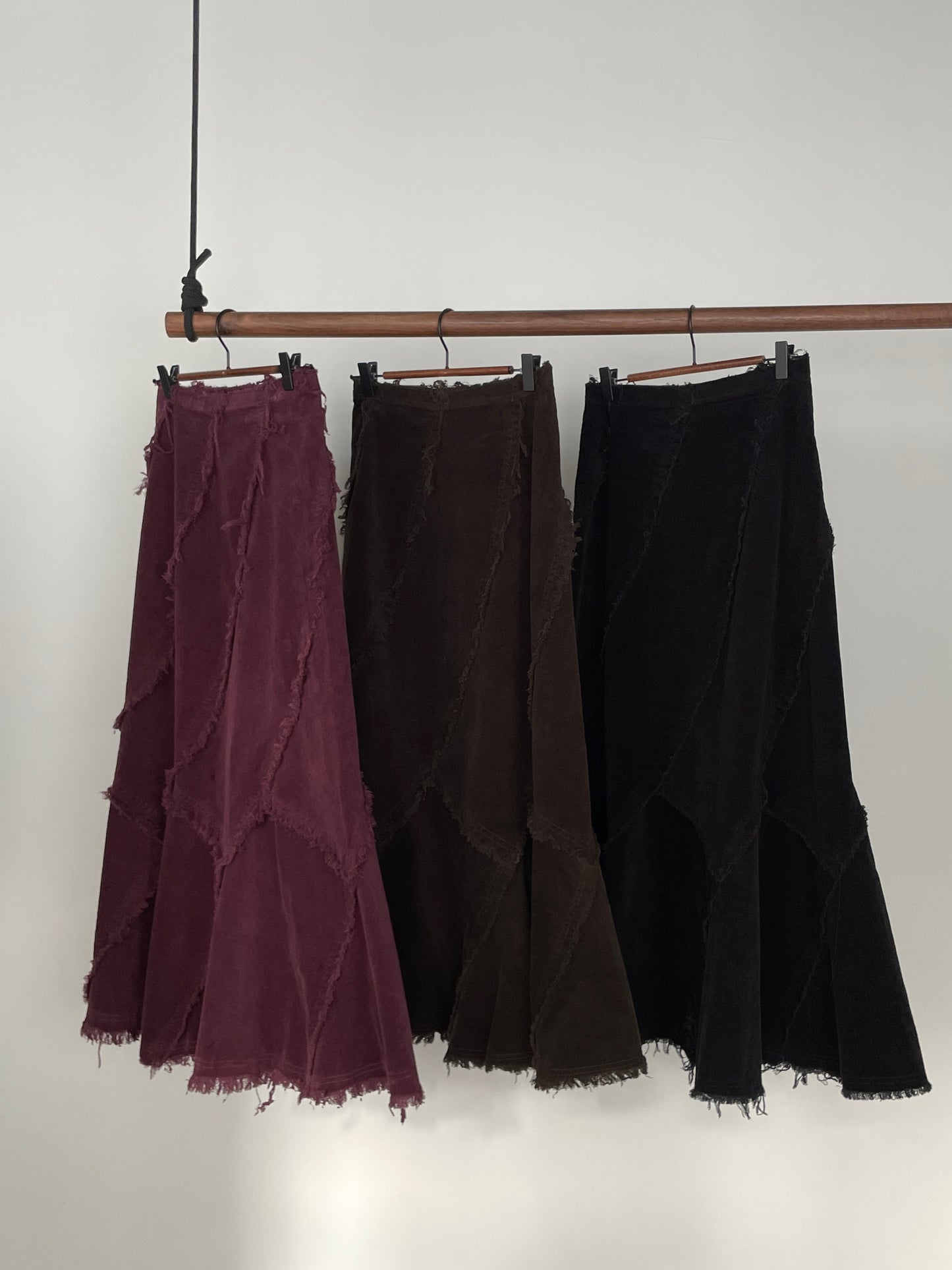 Frayed Mermaid Skirt (Wine)