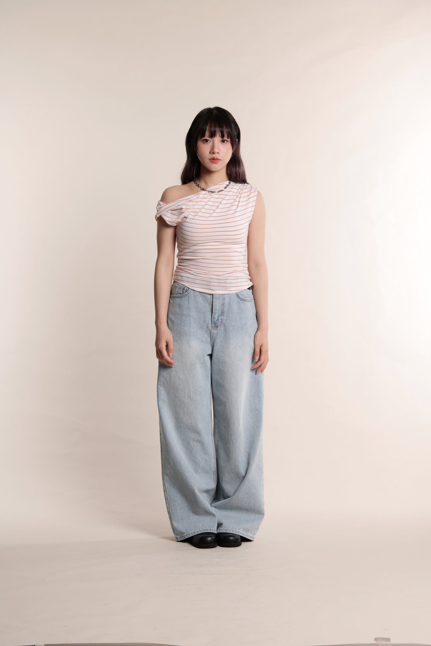 Asymmetric Striped Top (Orange)