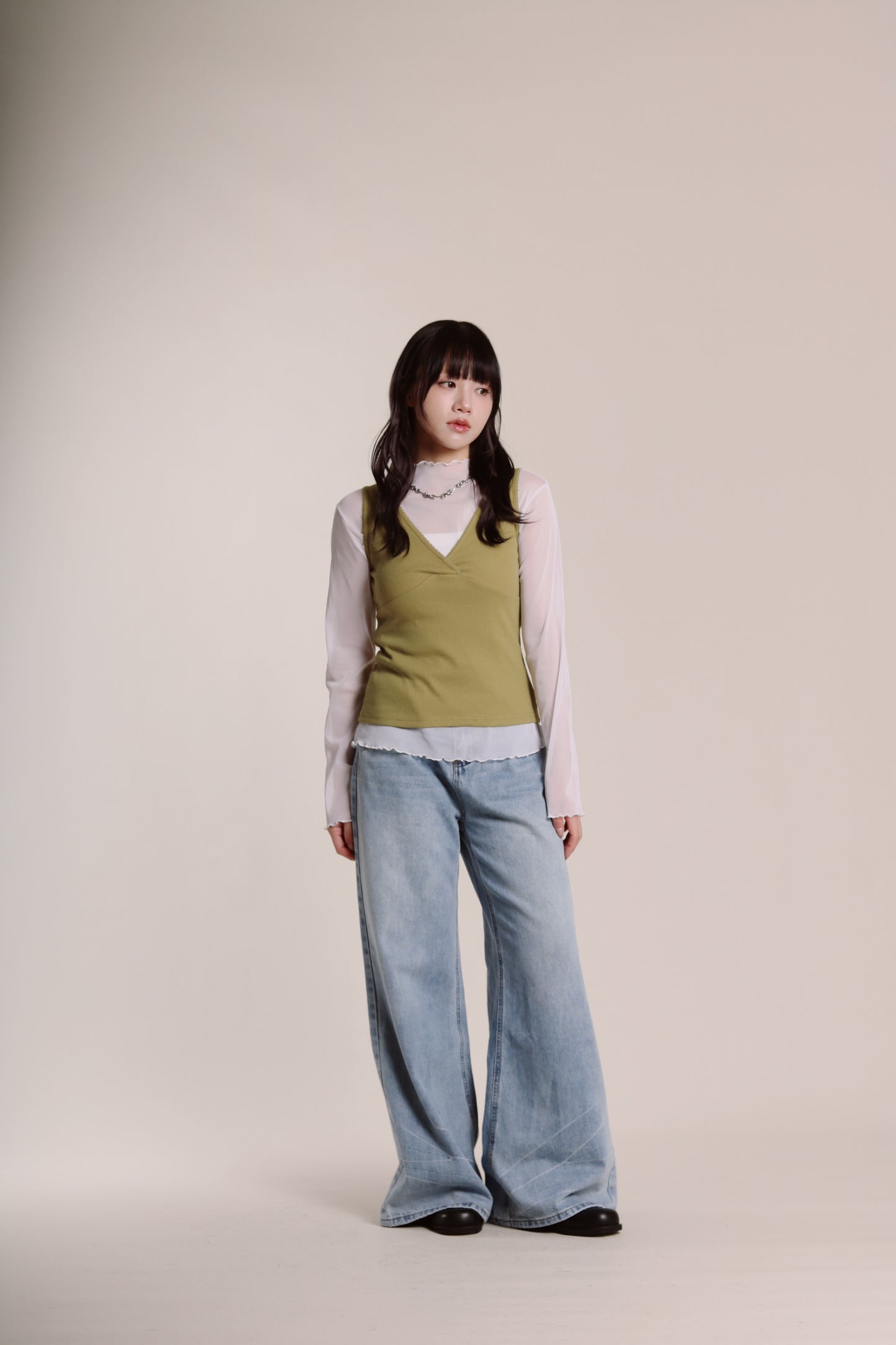 Ruffle See Through Top (White)