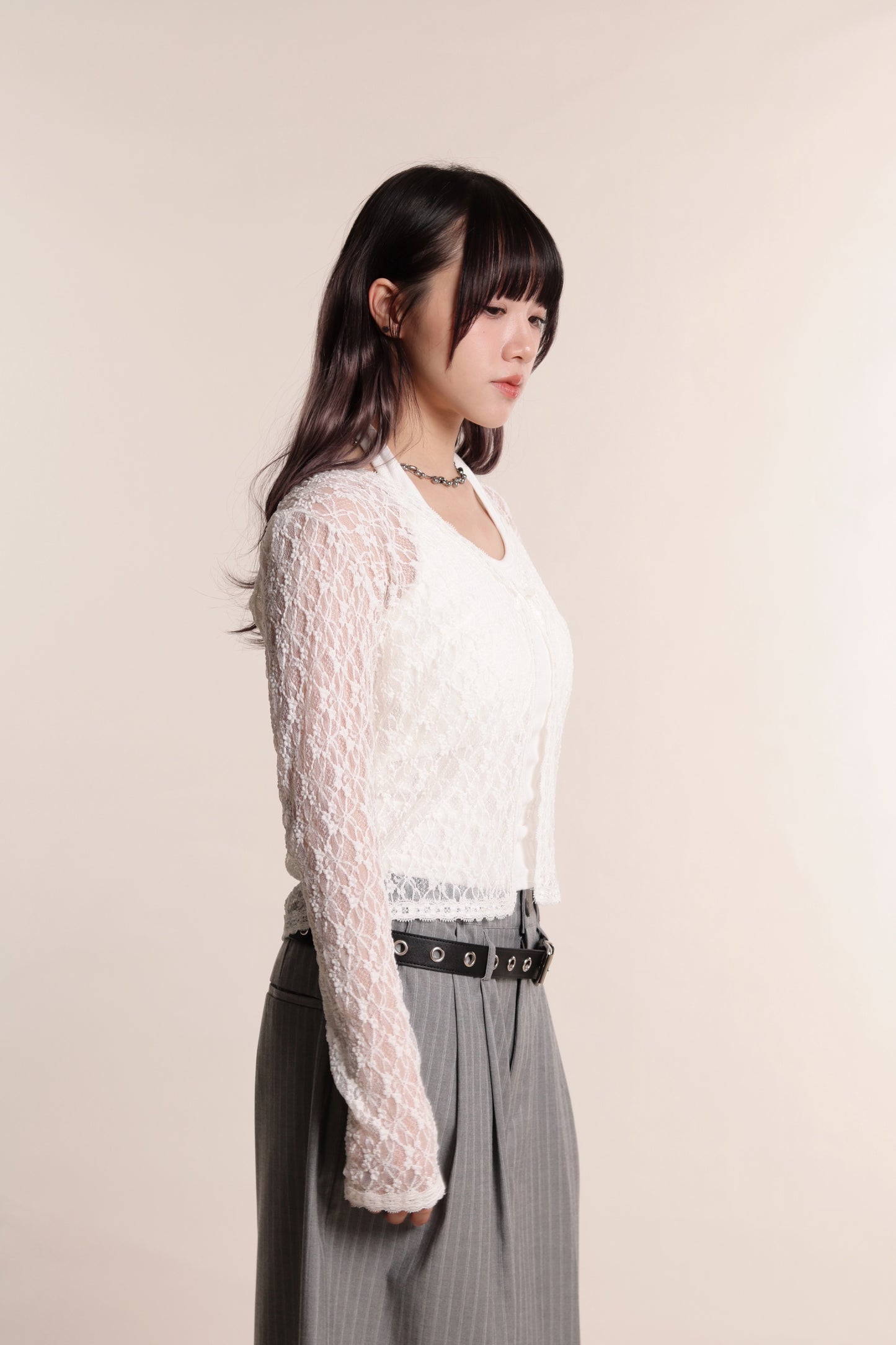 Floral Lace Cardigan (White)
