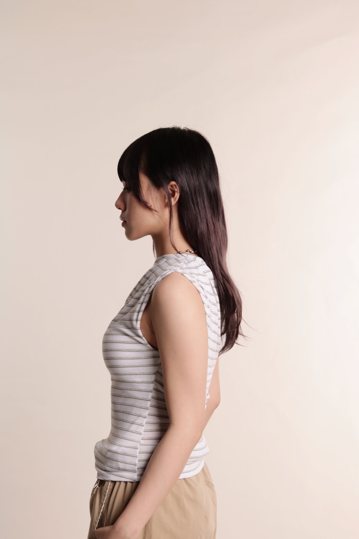 Asymmetric Striped Top (Green)