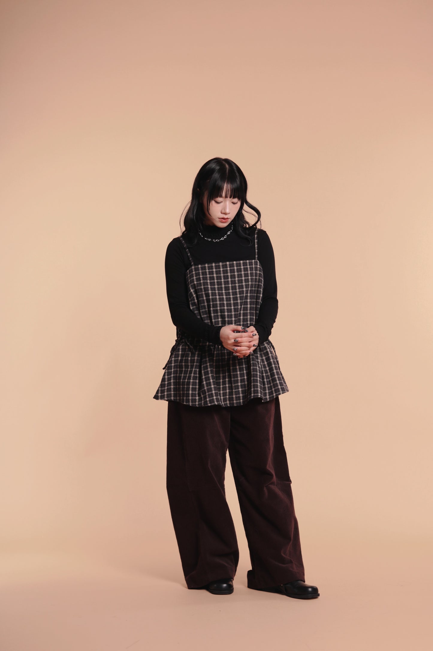 Checkered Sleeveless Top (Navy)