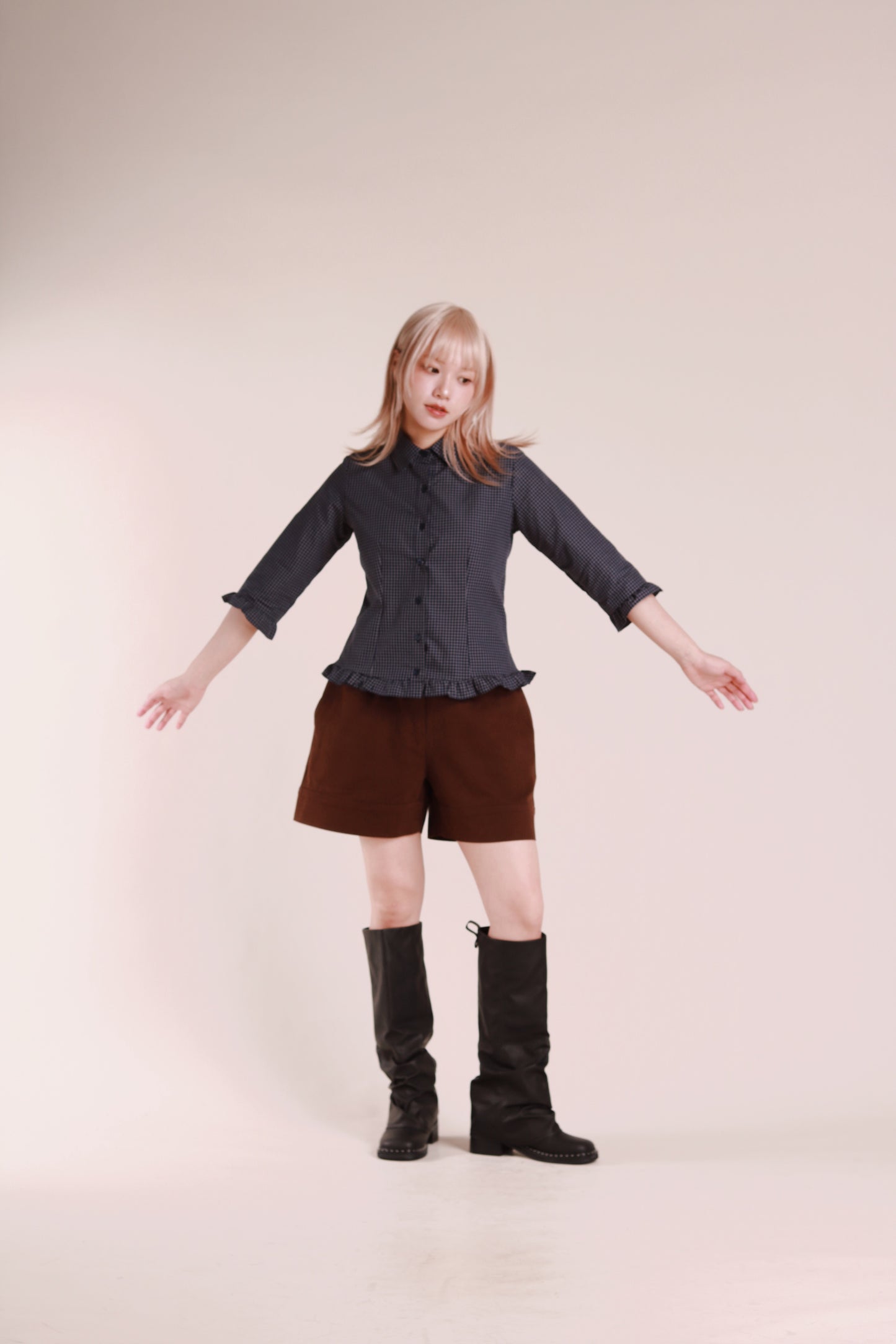 Autumn Ruffle Shirt (Navy)