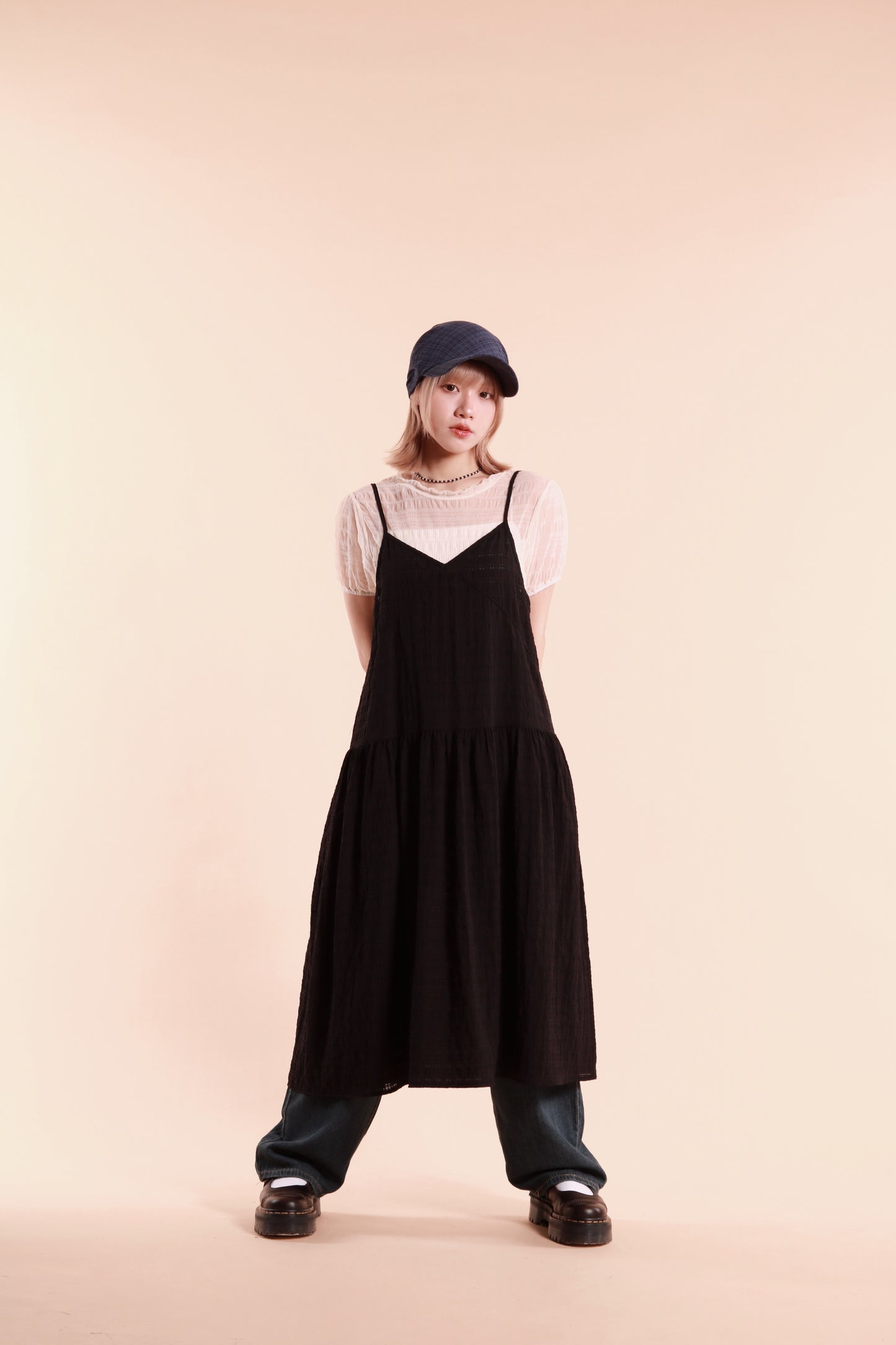 Textured Sleeveless Dress (Black)