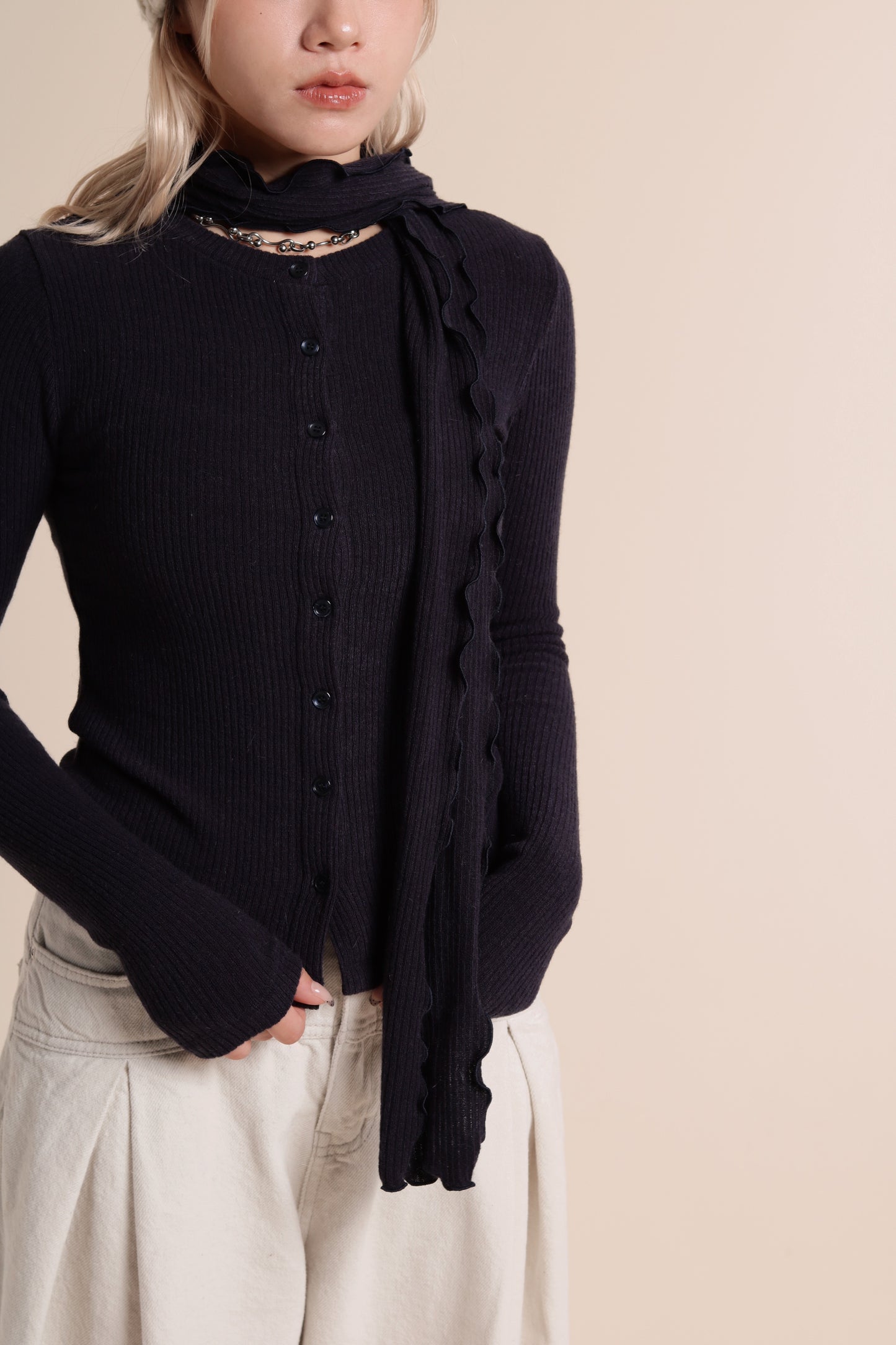 Little Scarf Cardigan (Navy)