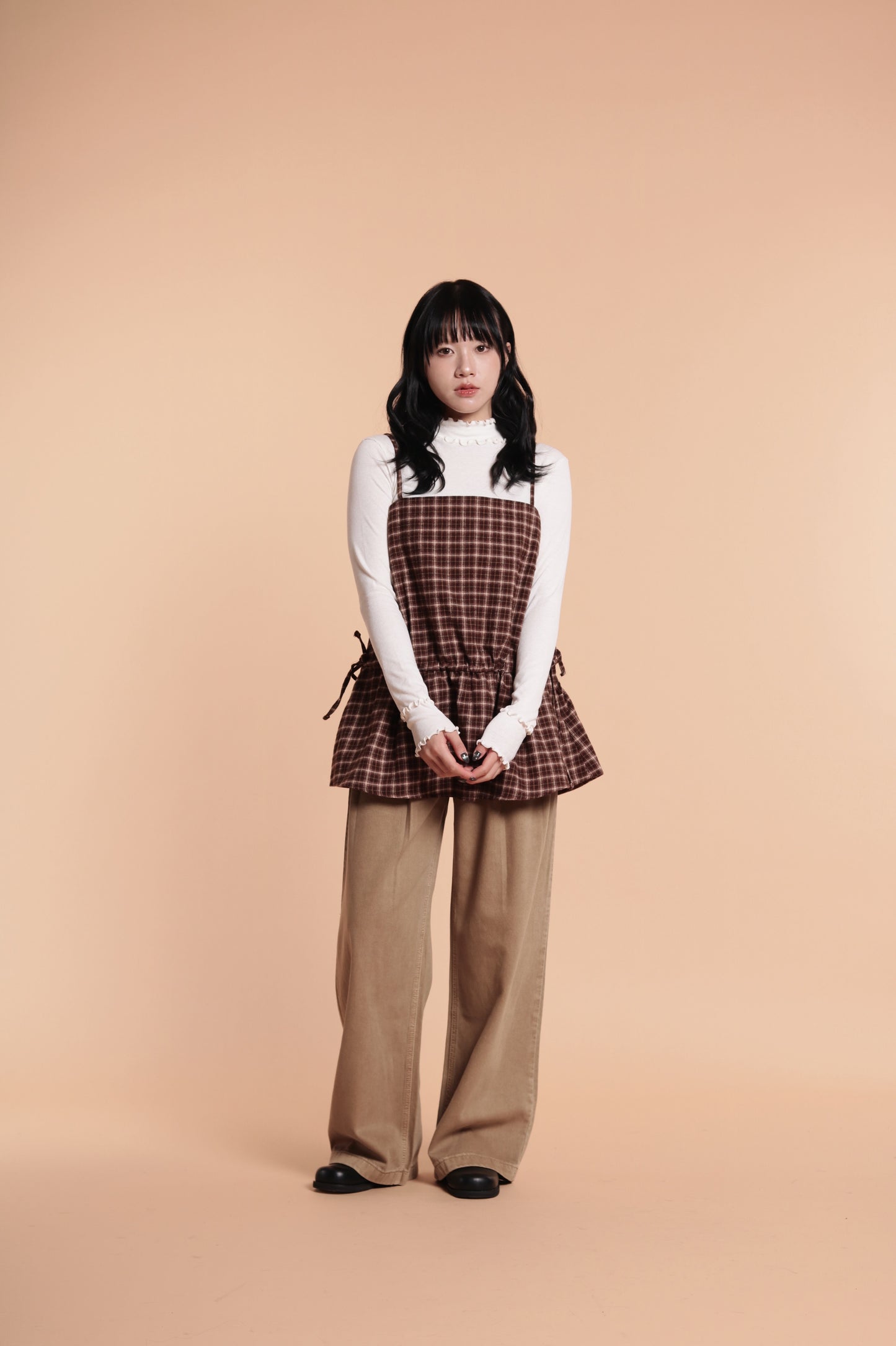 Checkered Sleeveless Top (Brown)