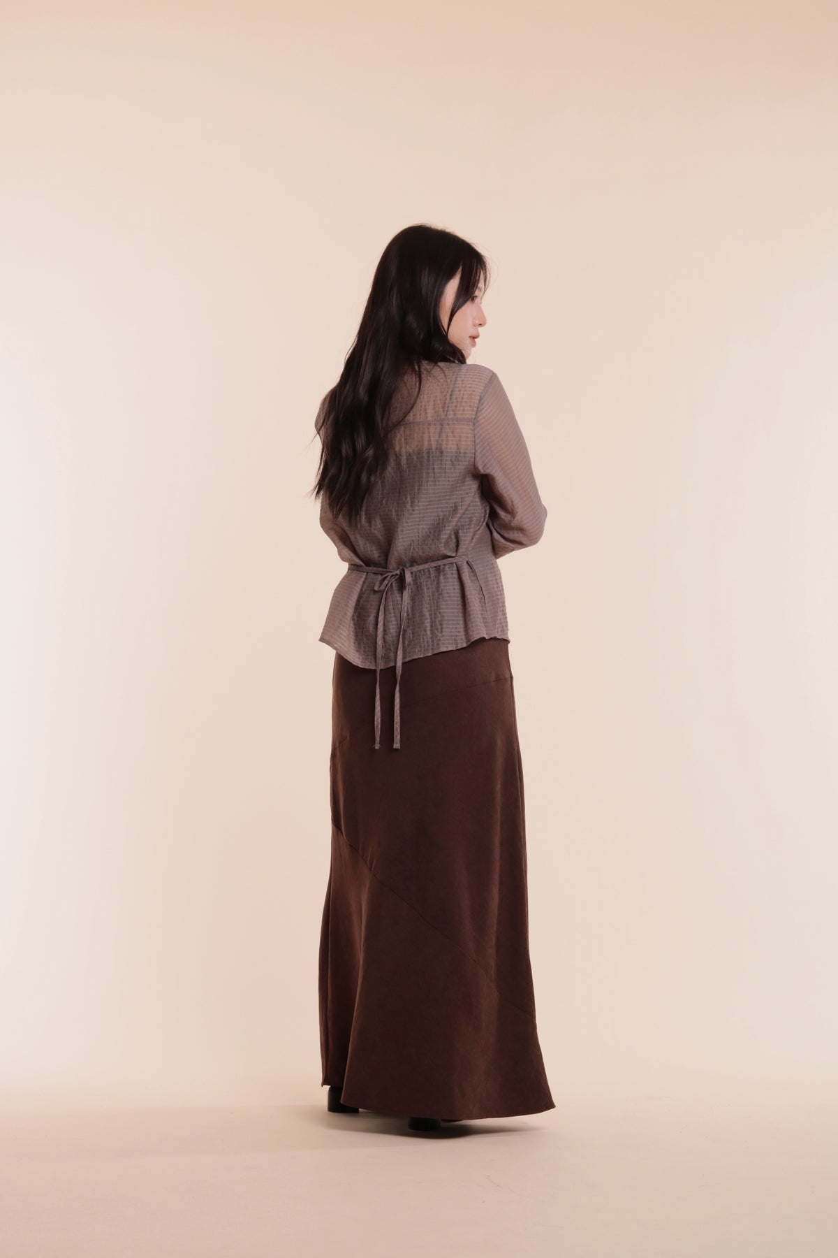 Checkered See Through Shirt (Brown)