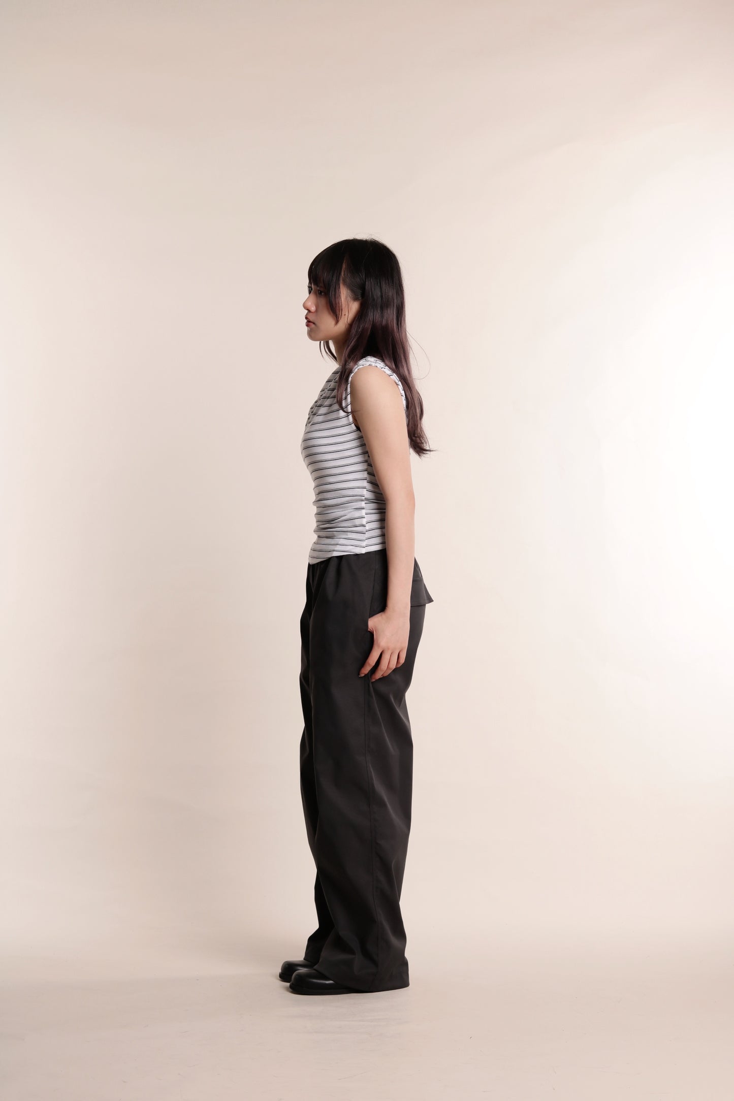 Asymmetric Striped Top (Black)