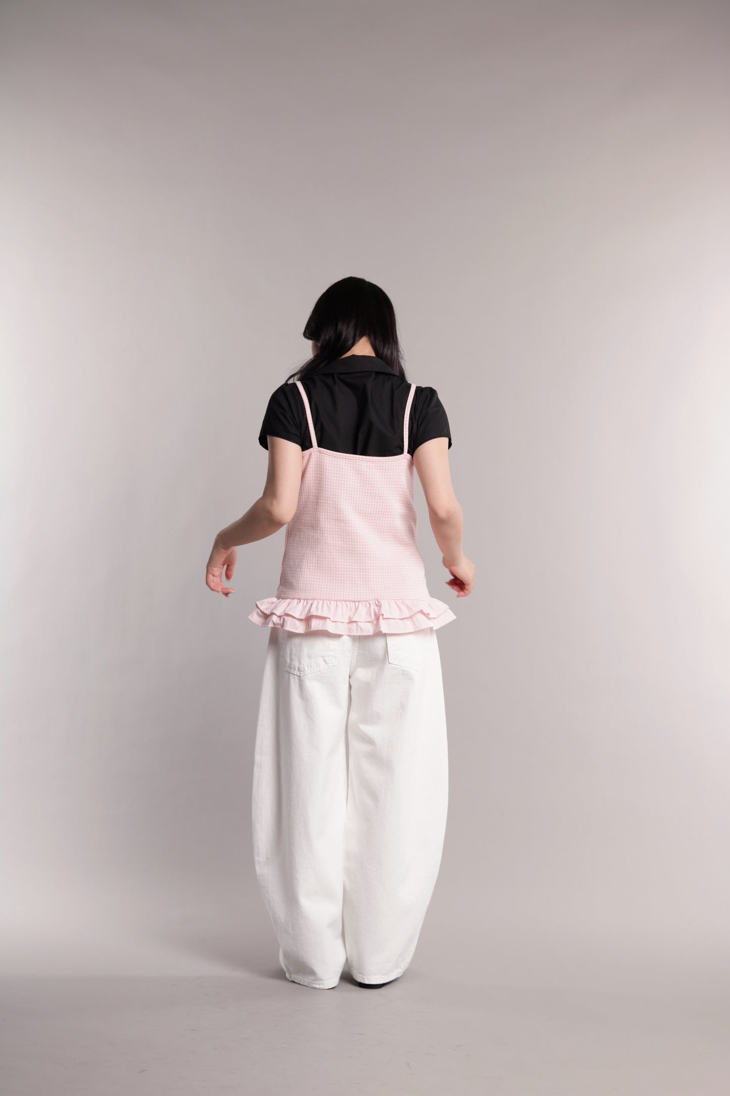 Checkered Ruffle Cami (Pink)