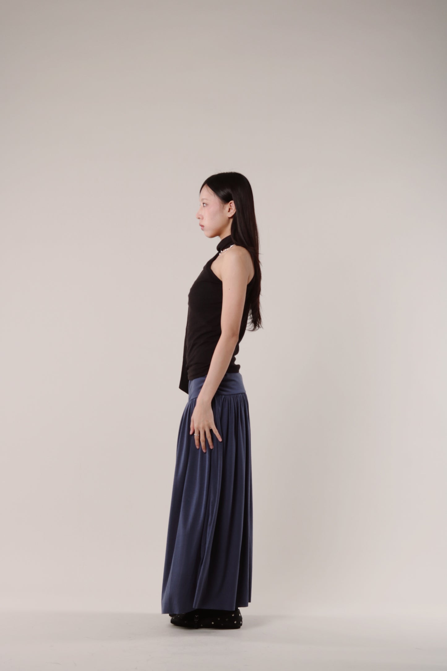 Linen Scarf Top (Black)