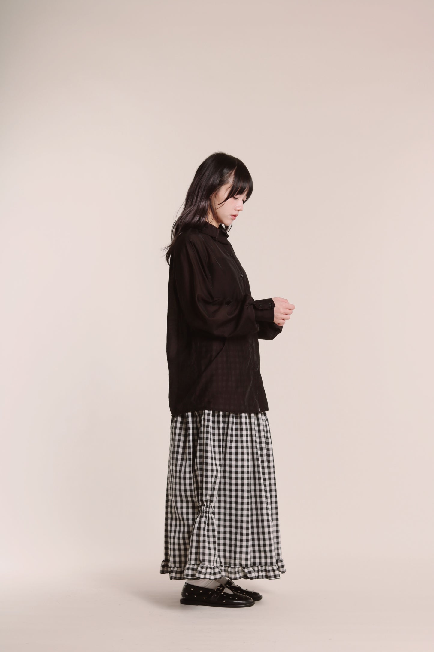 Sheer Collar Shirt (Black)