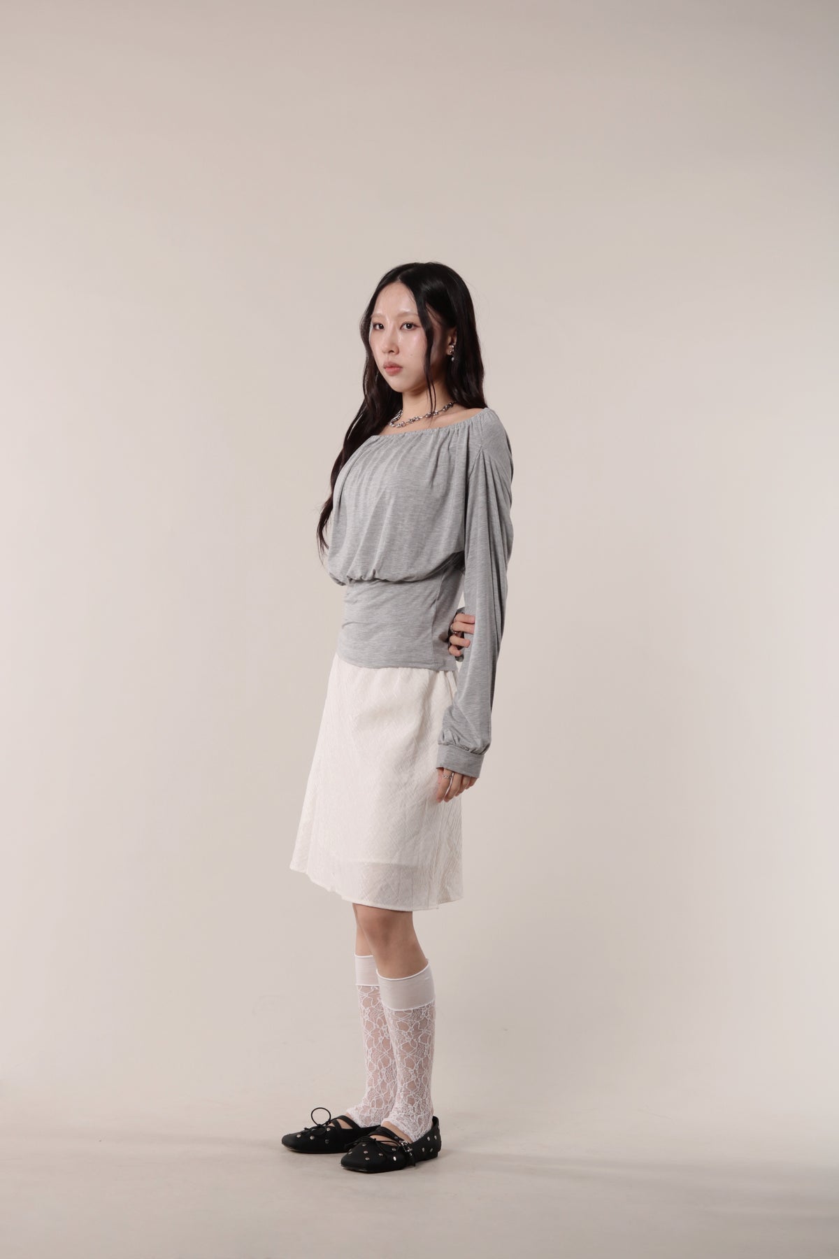 Luna Gathered Top (Grey)