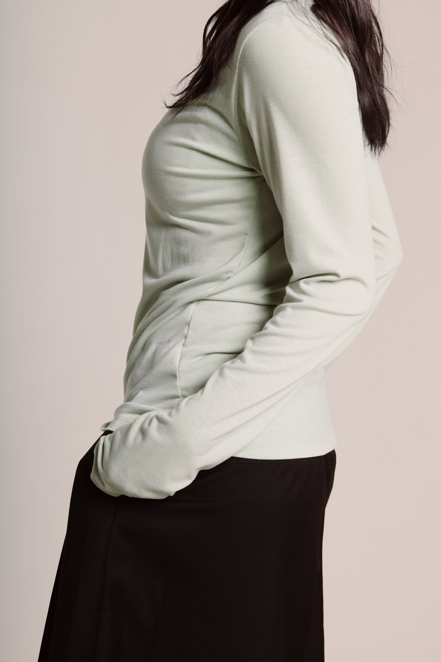 Soft Gathered Neck Top (Matcha)