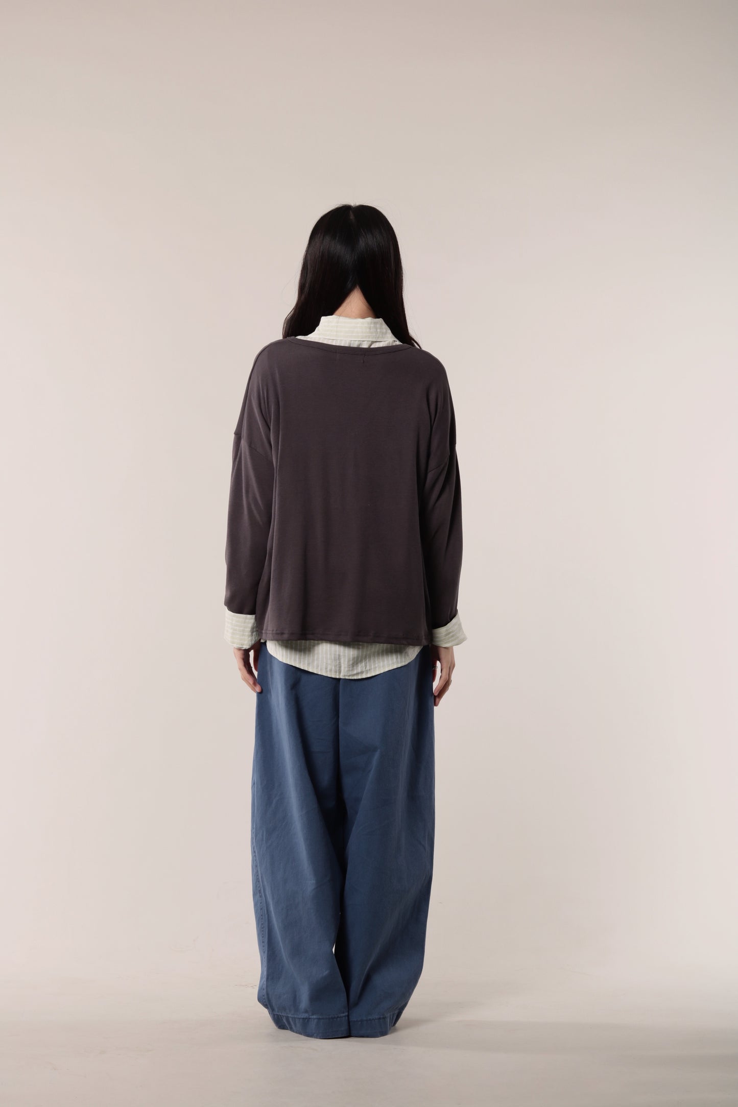 Lazy Button Long Tee (Charcoal)