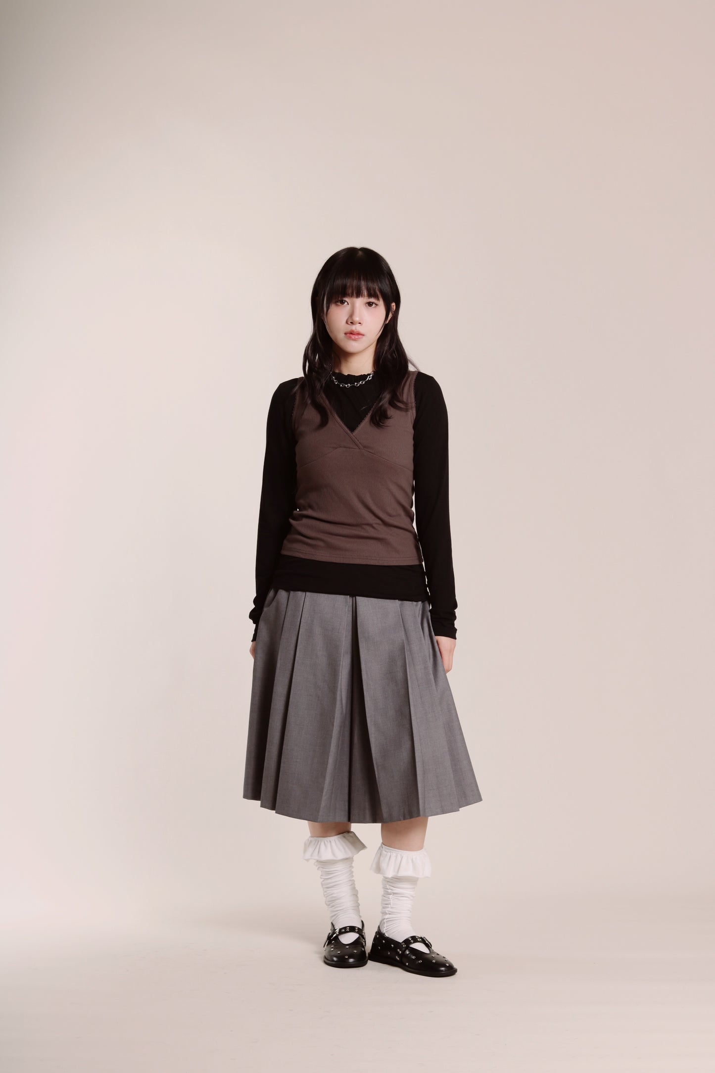 Soft Gathered Neck Top (Black)