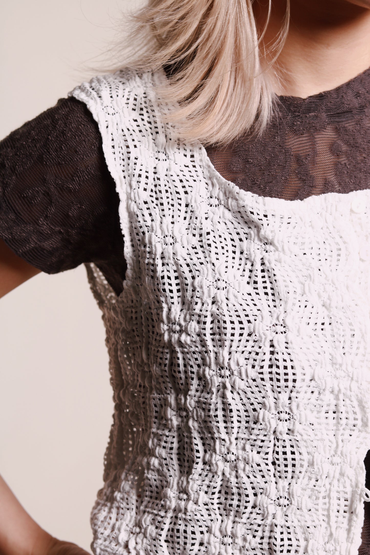 Mesh Flower Top (Charcoal)