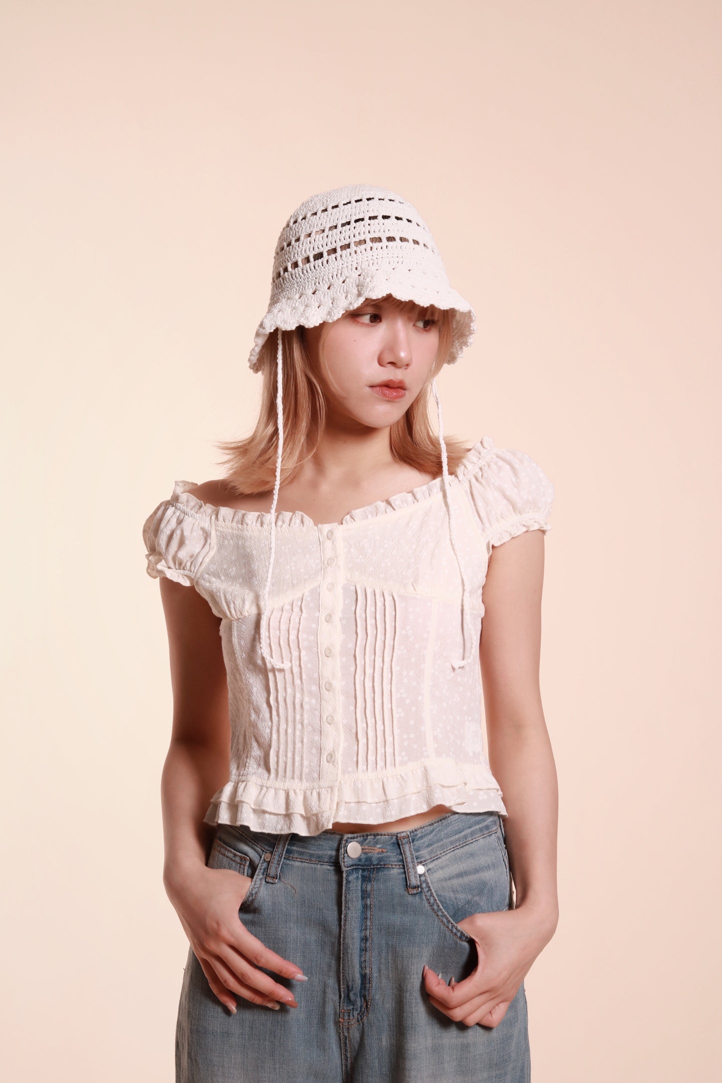 Mesh Bucket Hat (White)