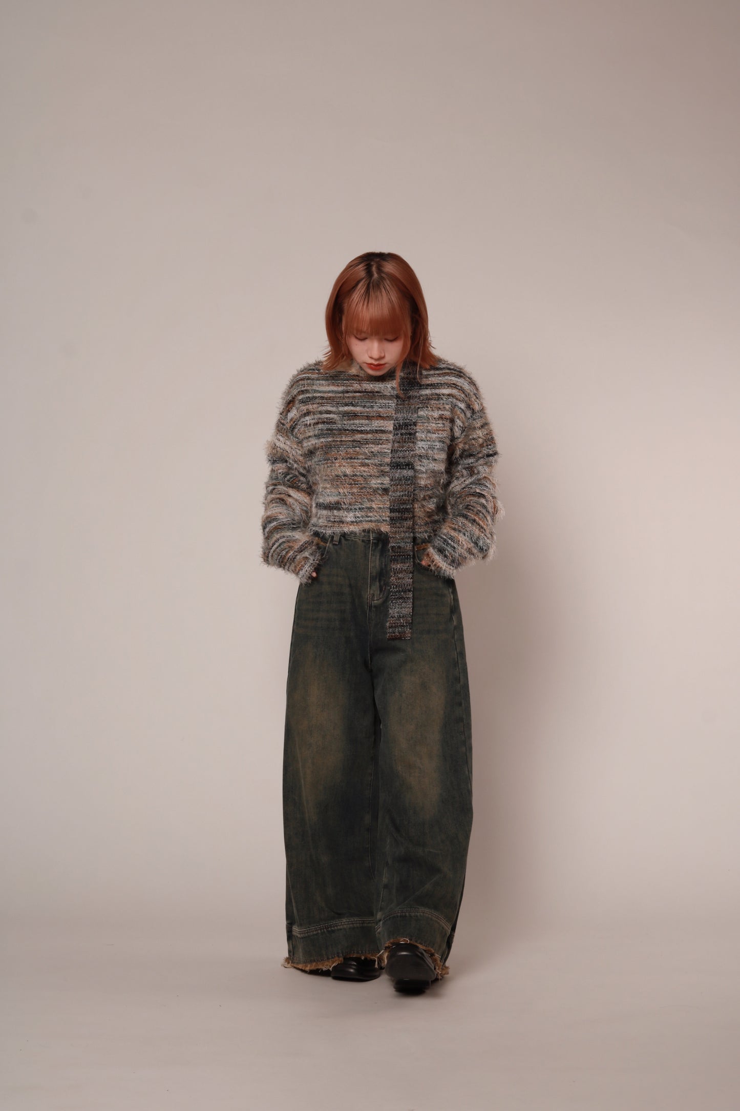 Fluffy Rainbow Sweater (Green)