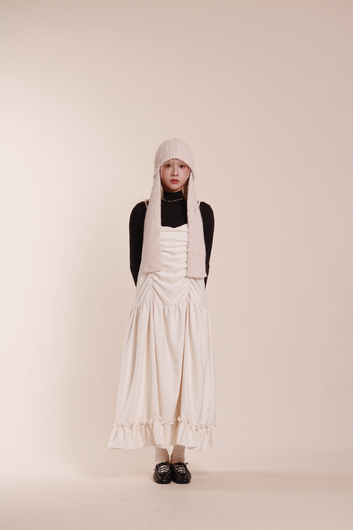 Doll Knit Scarf Flight Cap (Ivory)