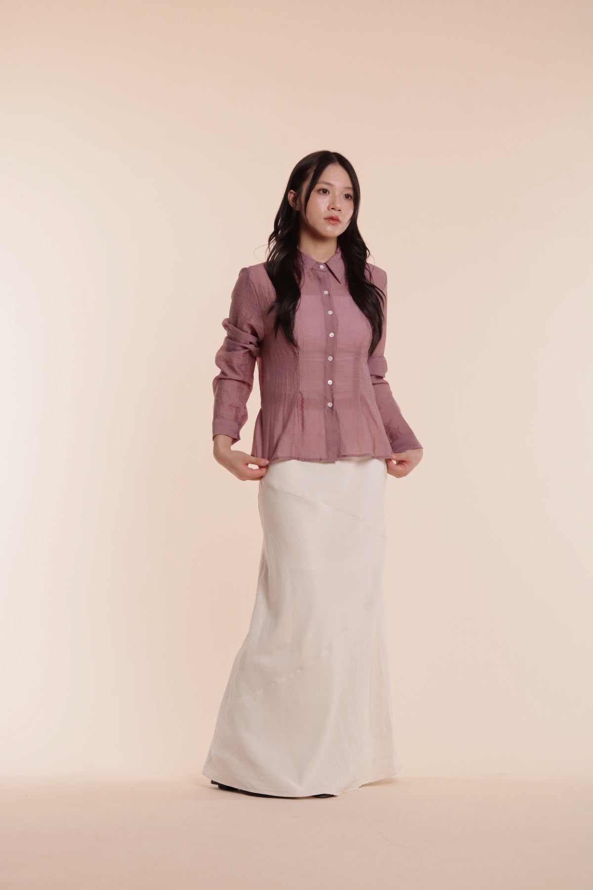 Checkered See Through Shirt (Pink)