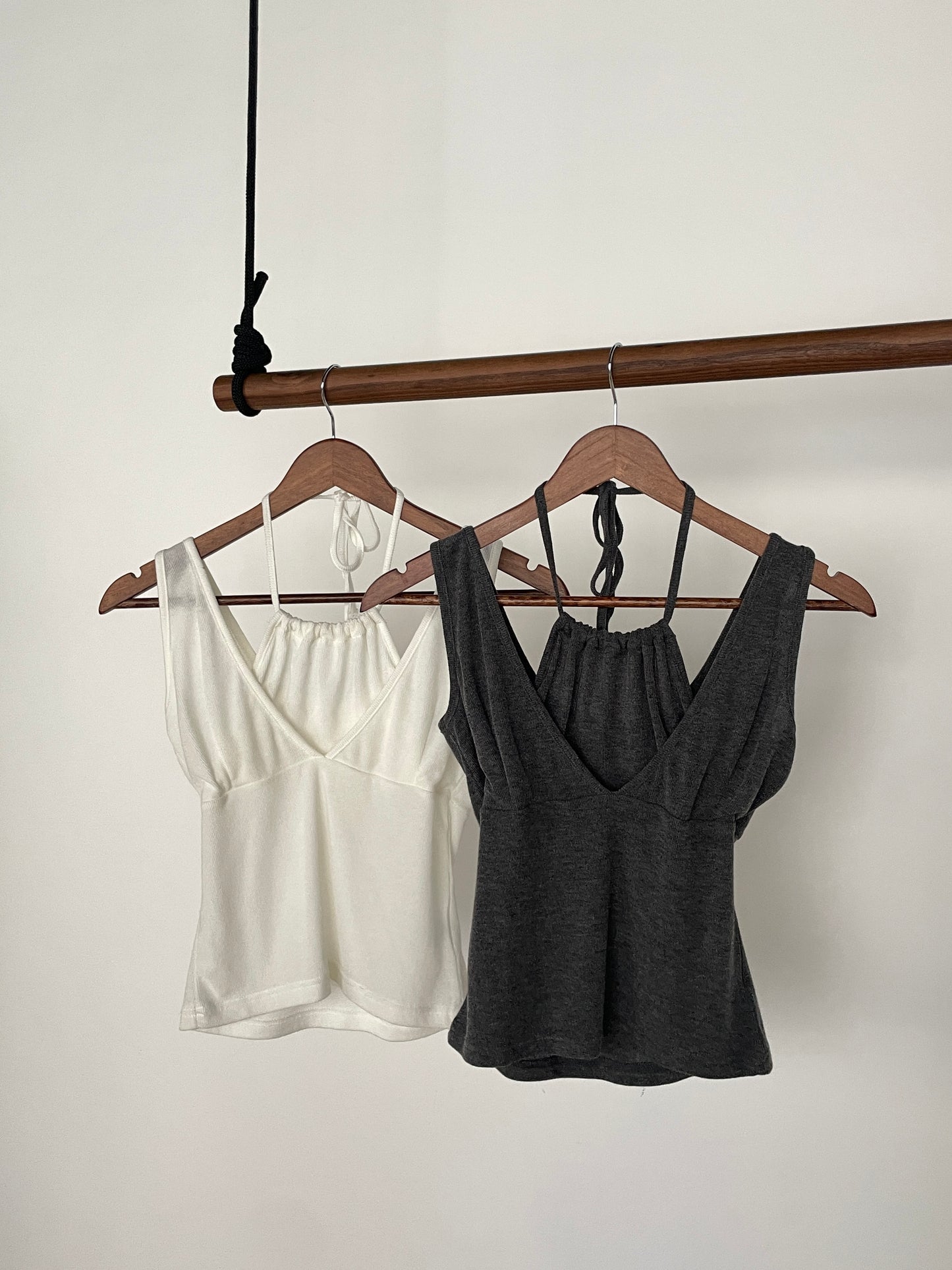 Layered Halter Tank Top (Grey)
