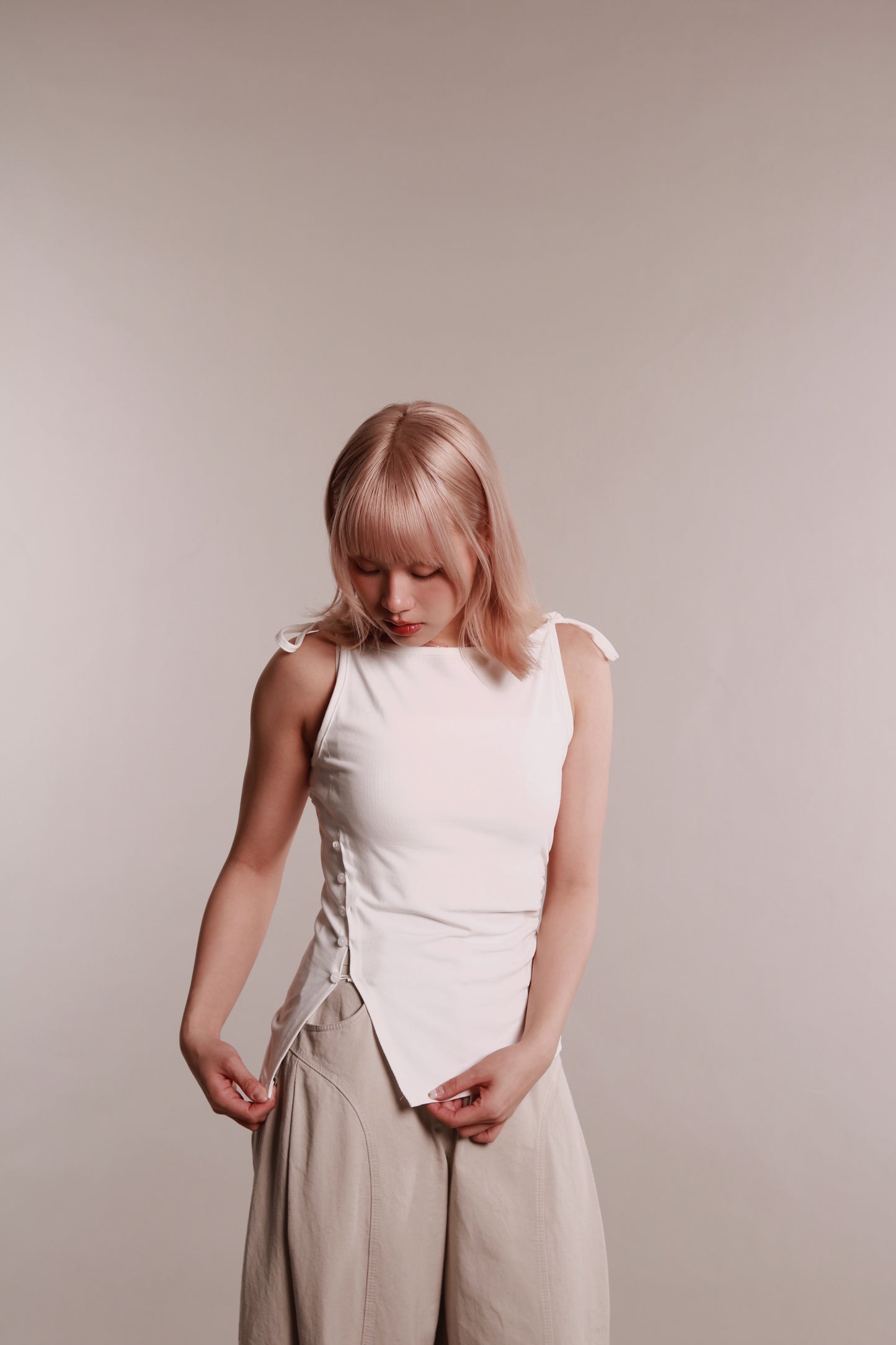 Side Cut Dance Top (White)