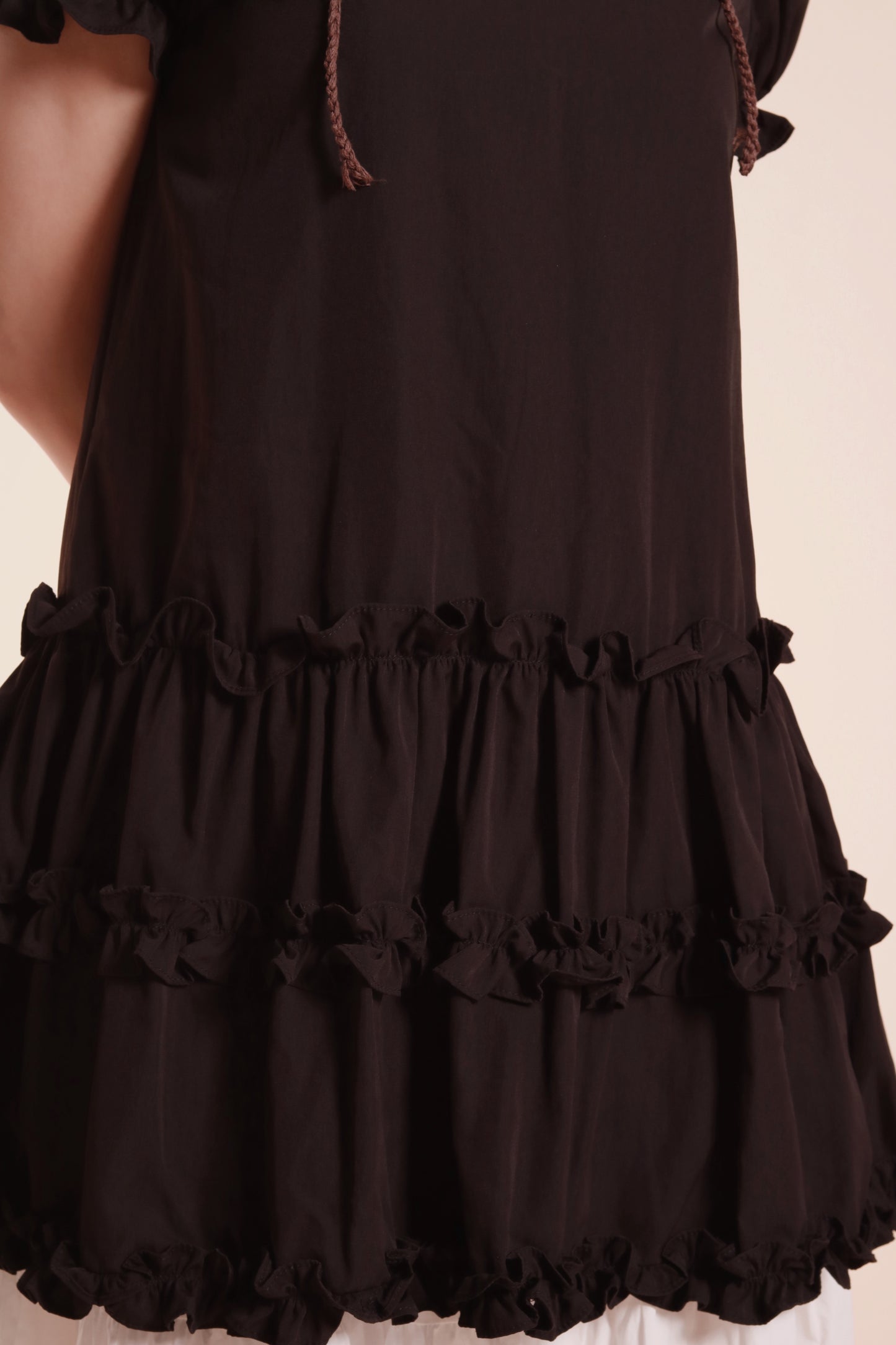 Doll Puff Sleeve Mini Dress (Black)