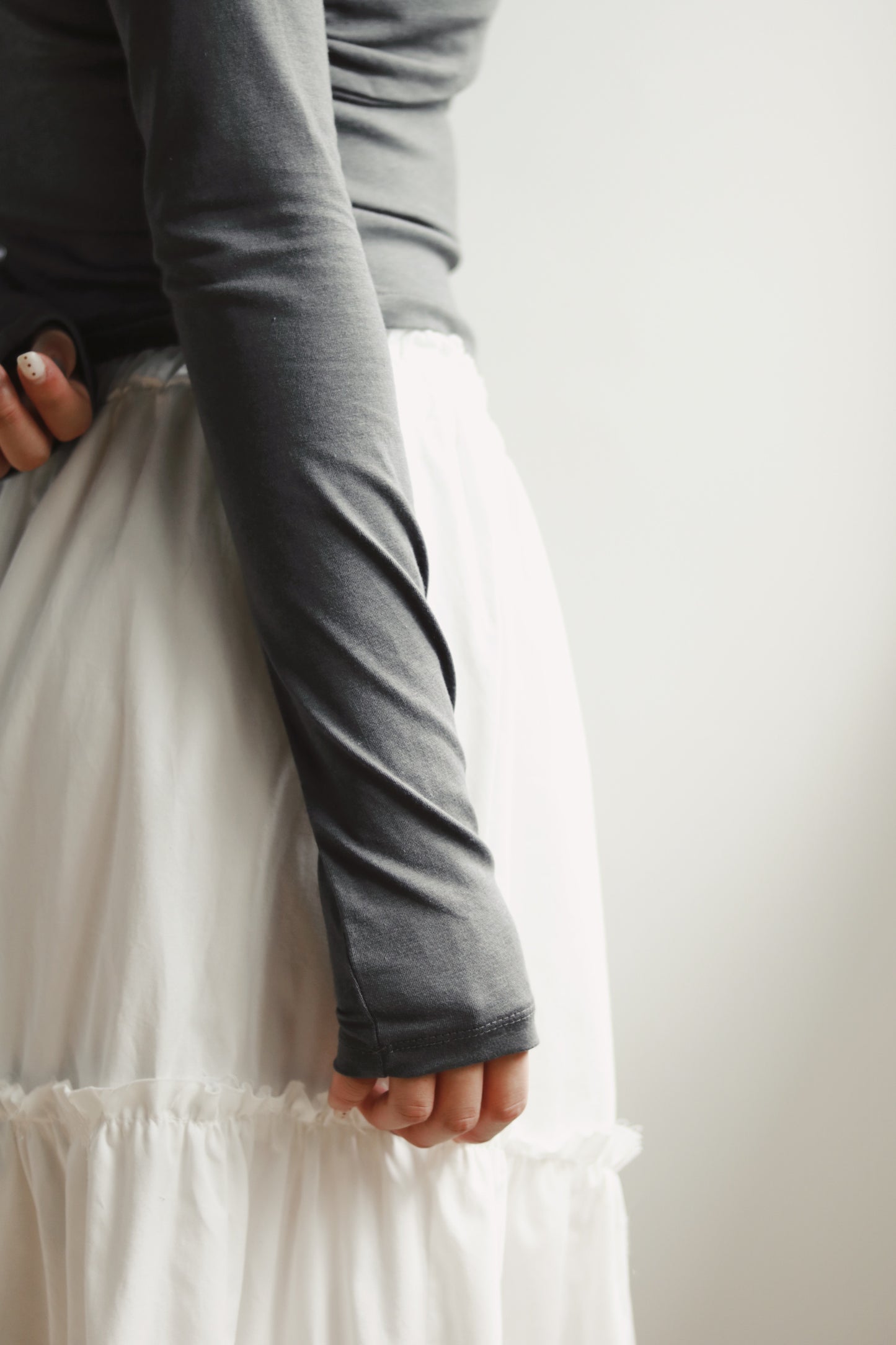 Gathered Long Tee (Charcoal)