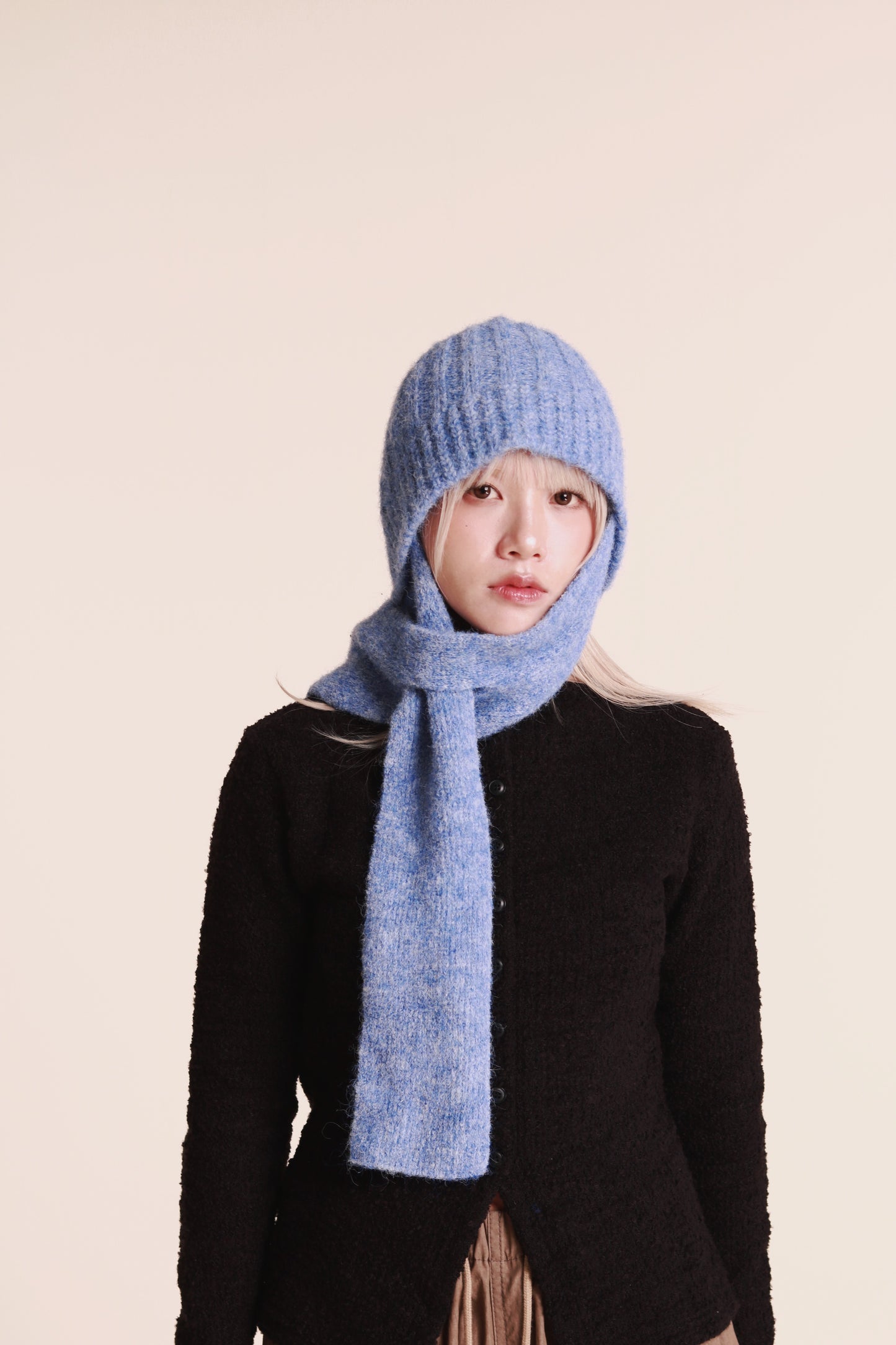 Doll Knit Scarf Flight Cap (Blue)