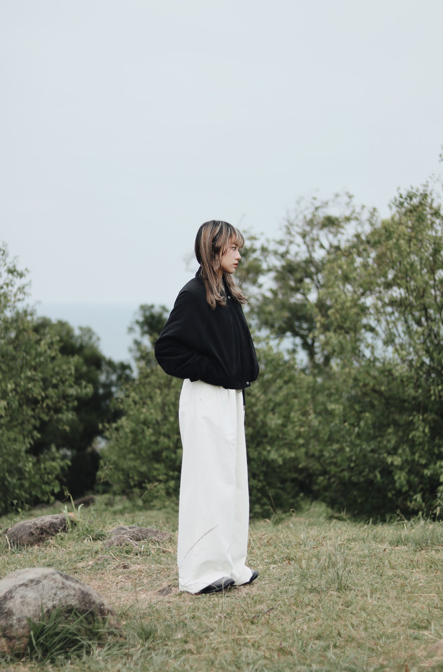 Cropped Blouson Jacket (Black)