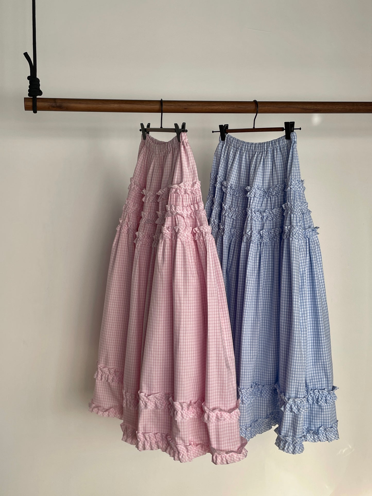Doll Checkered Ruffle Skirt (Blue)