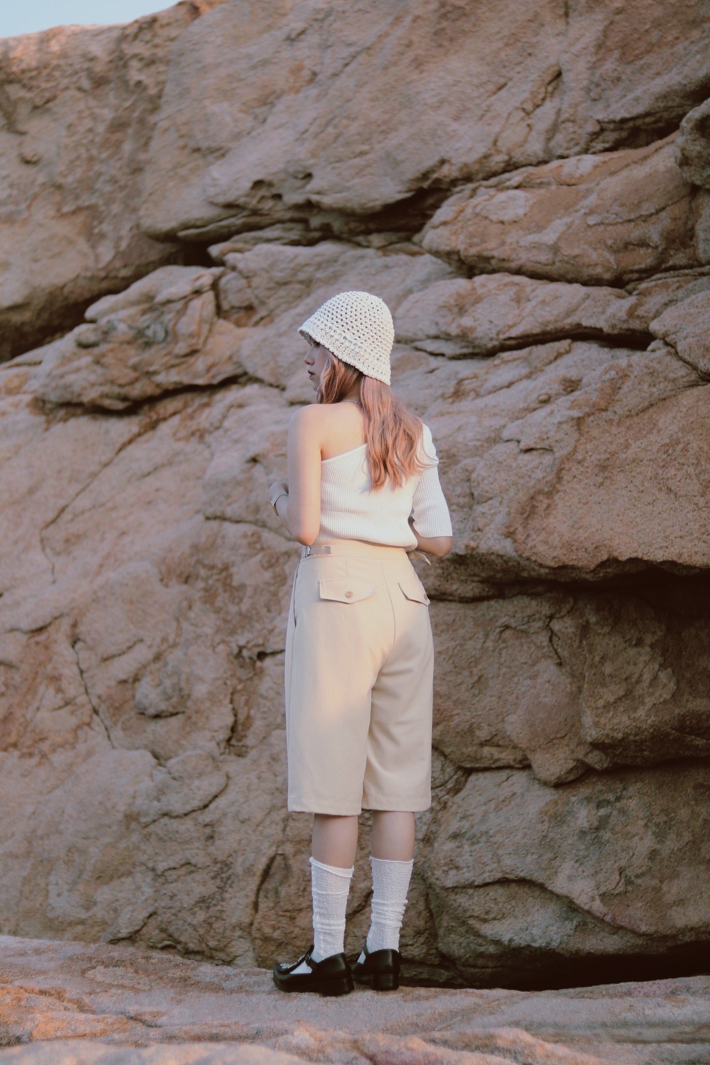 Belted Shorts (Beige)