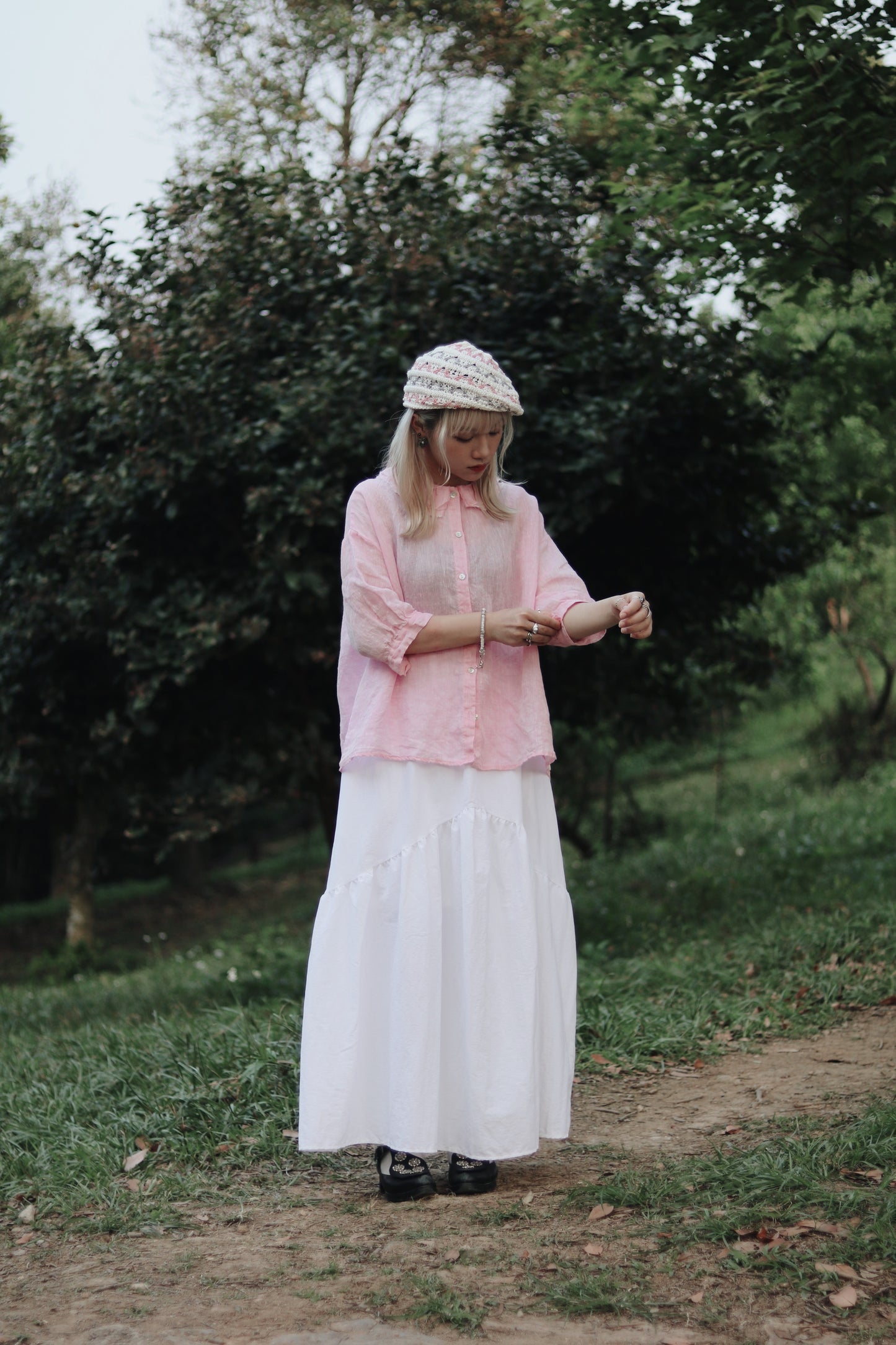 Collar Linen Shirt (Pink)