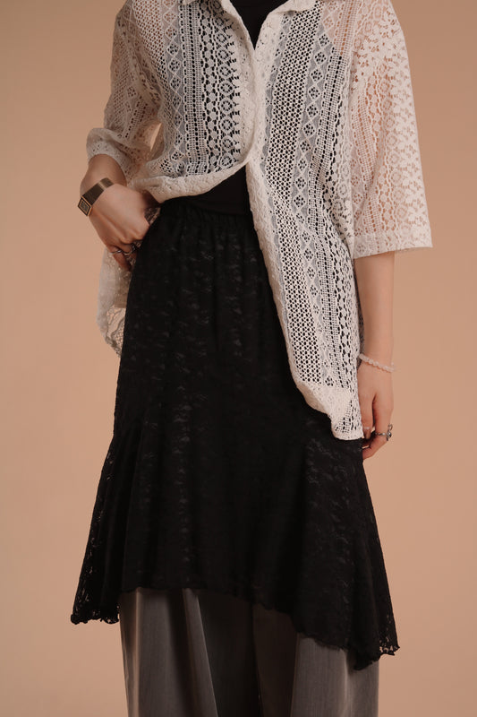 Lace Layered Mini Skirt (Black)