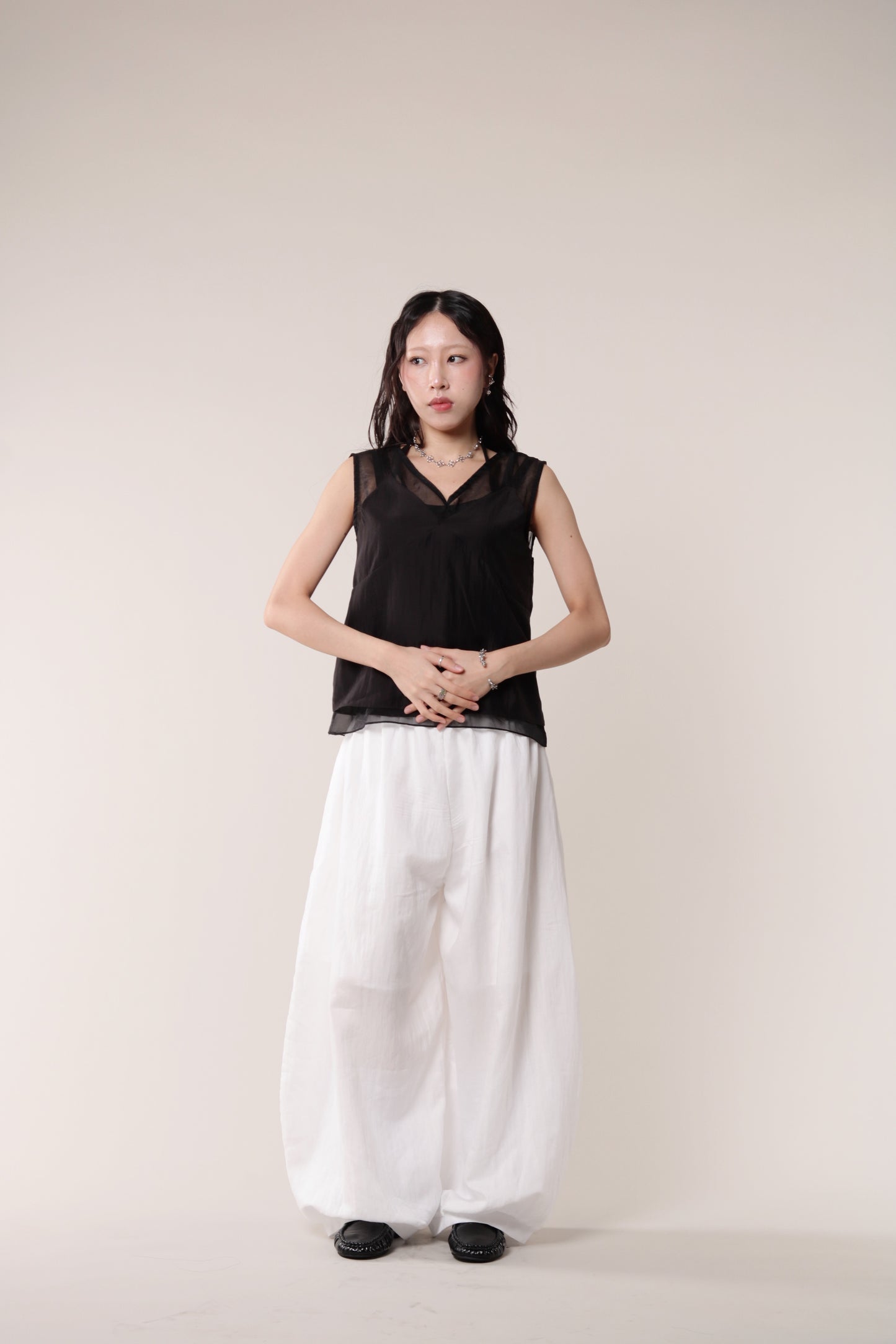 Linen Bubble Pants (White)