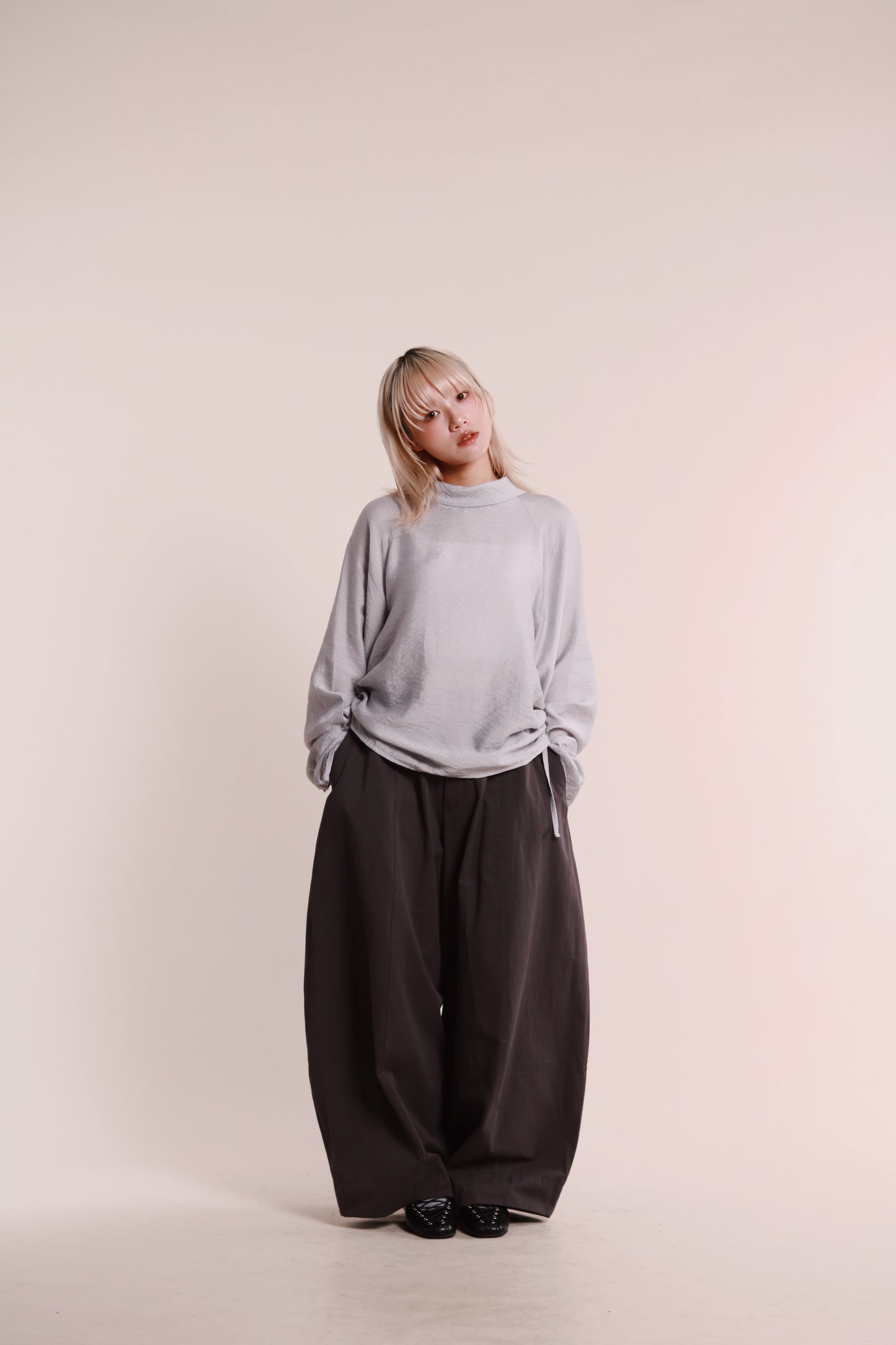 Doll Gathered Blouse (Grey Blue)