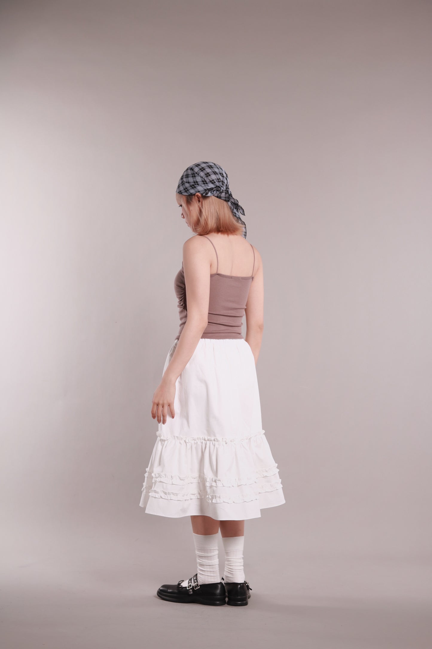 Doll Ruffle Midi Skirt (White)