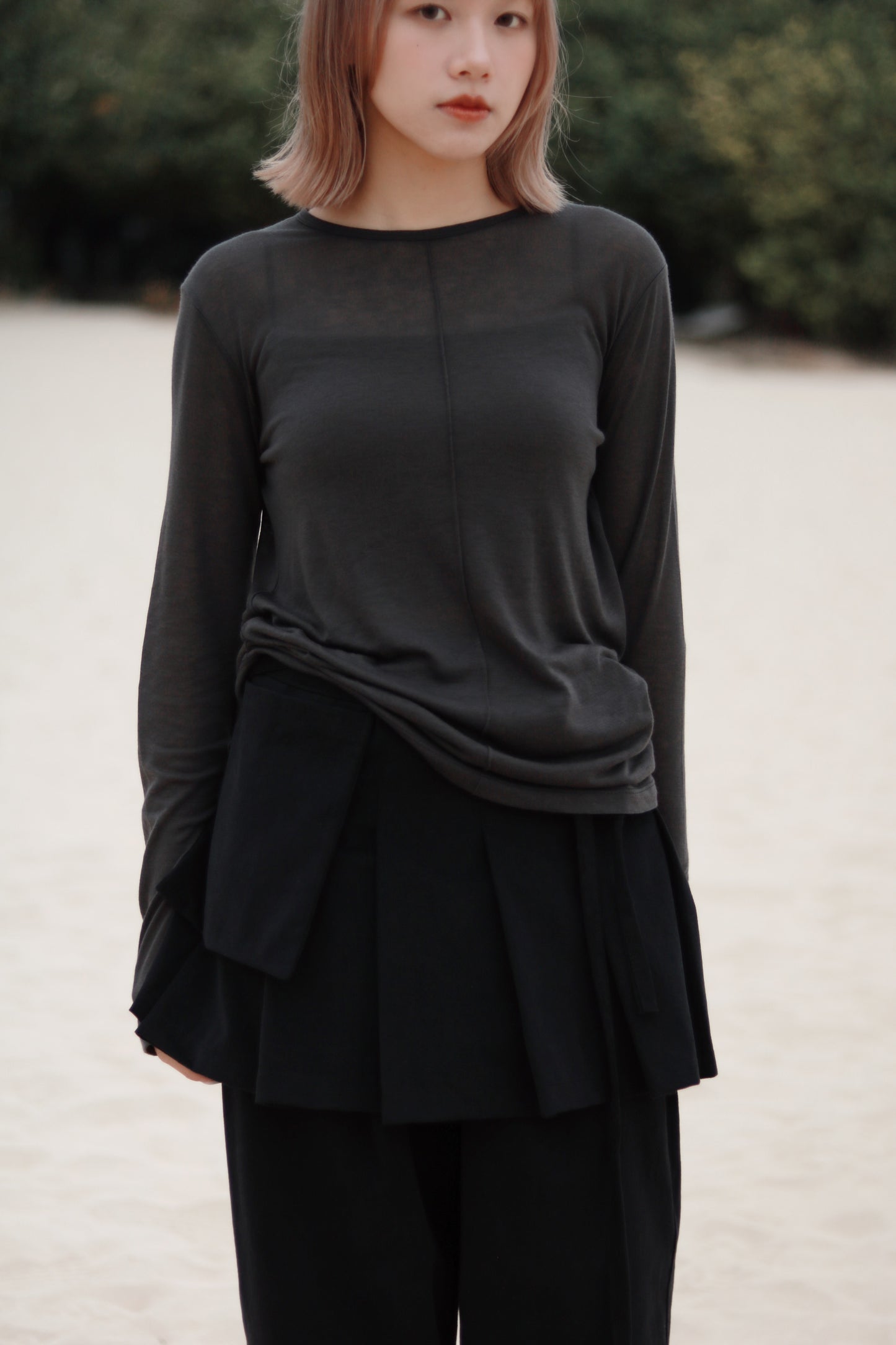 Spring Basic Top (Charcoal/Pink/Purple/White)