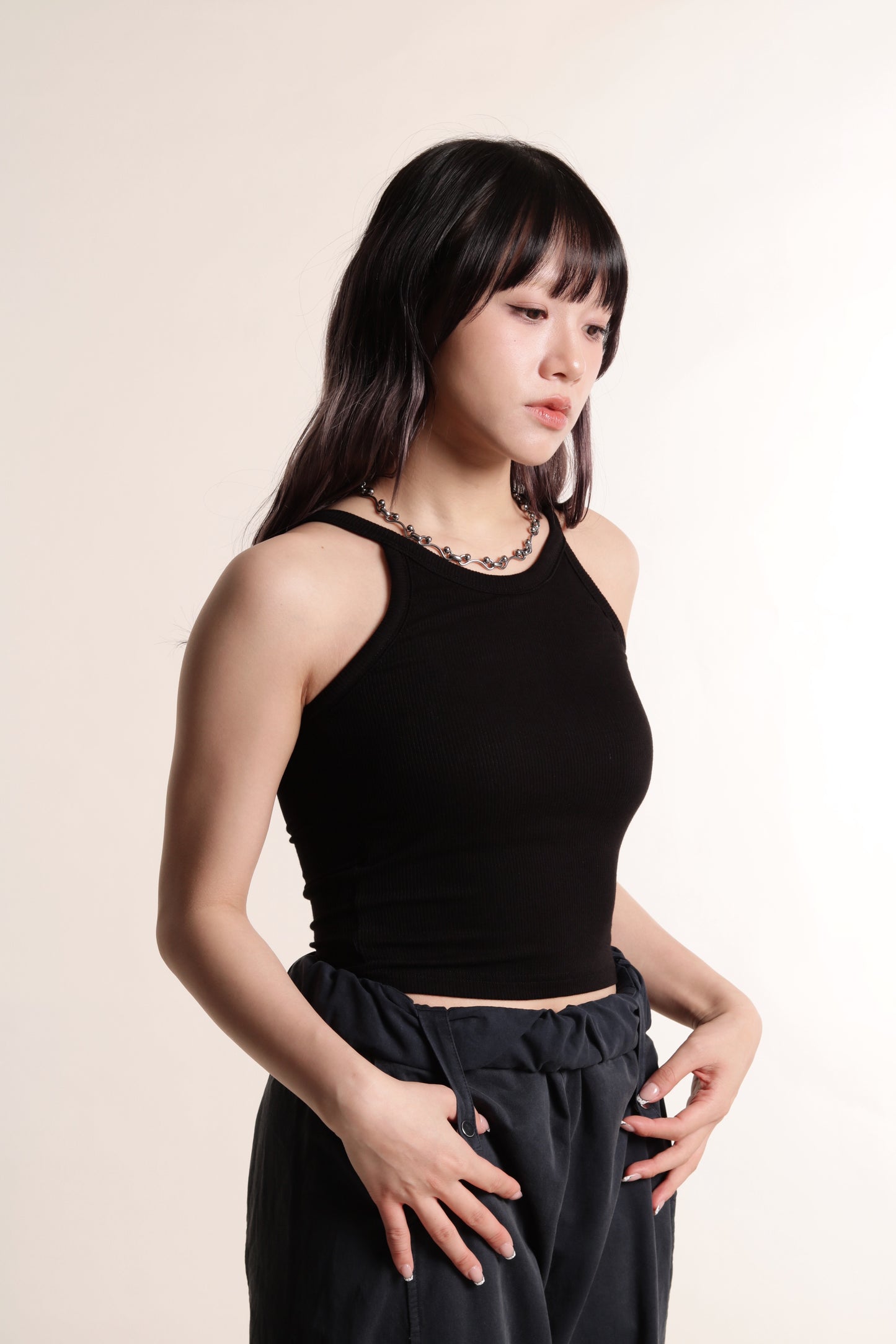 Ribbed Slim Bra Top (Black)
