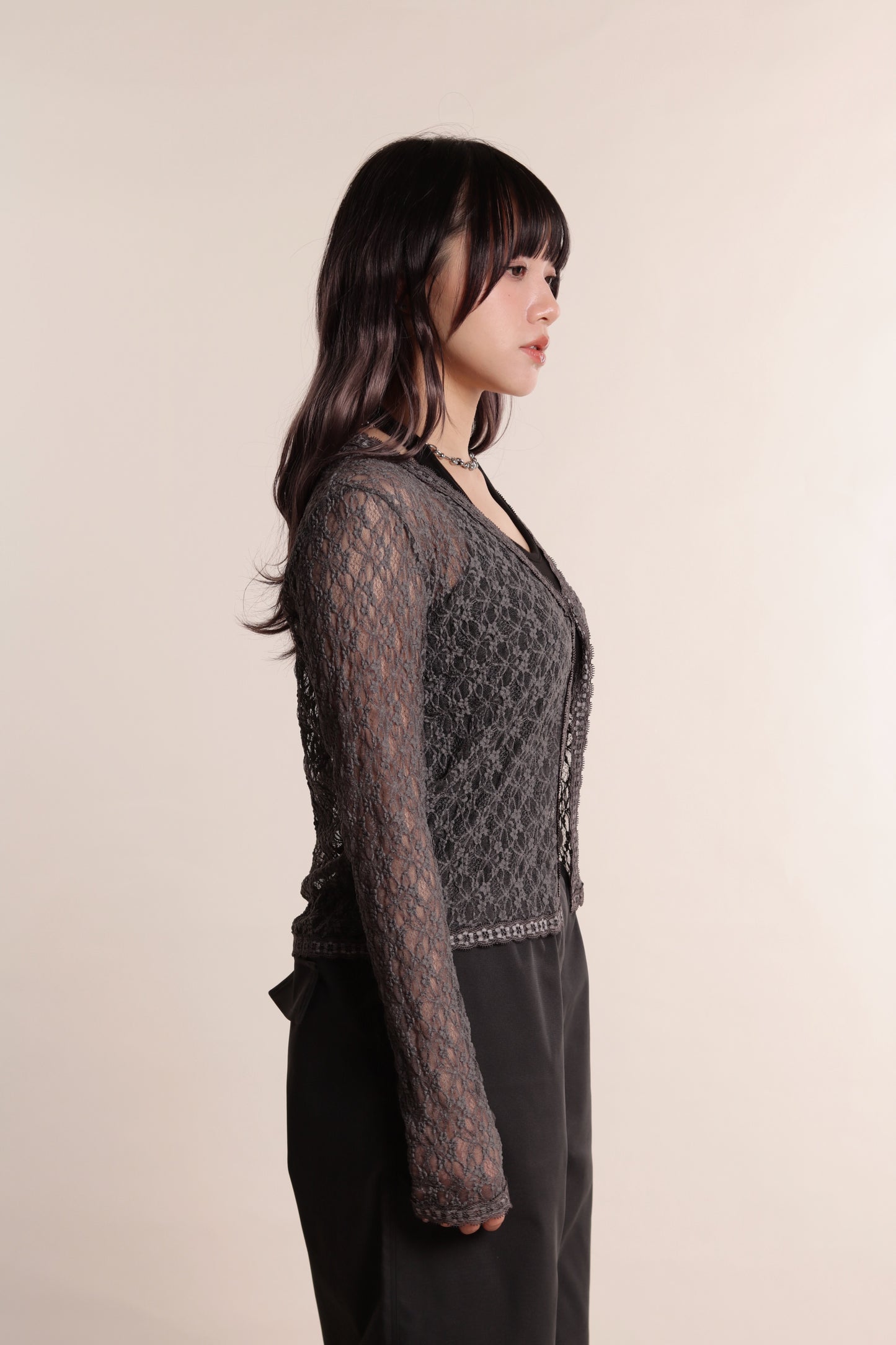 Floral Lace Cardigan (Charcoal)