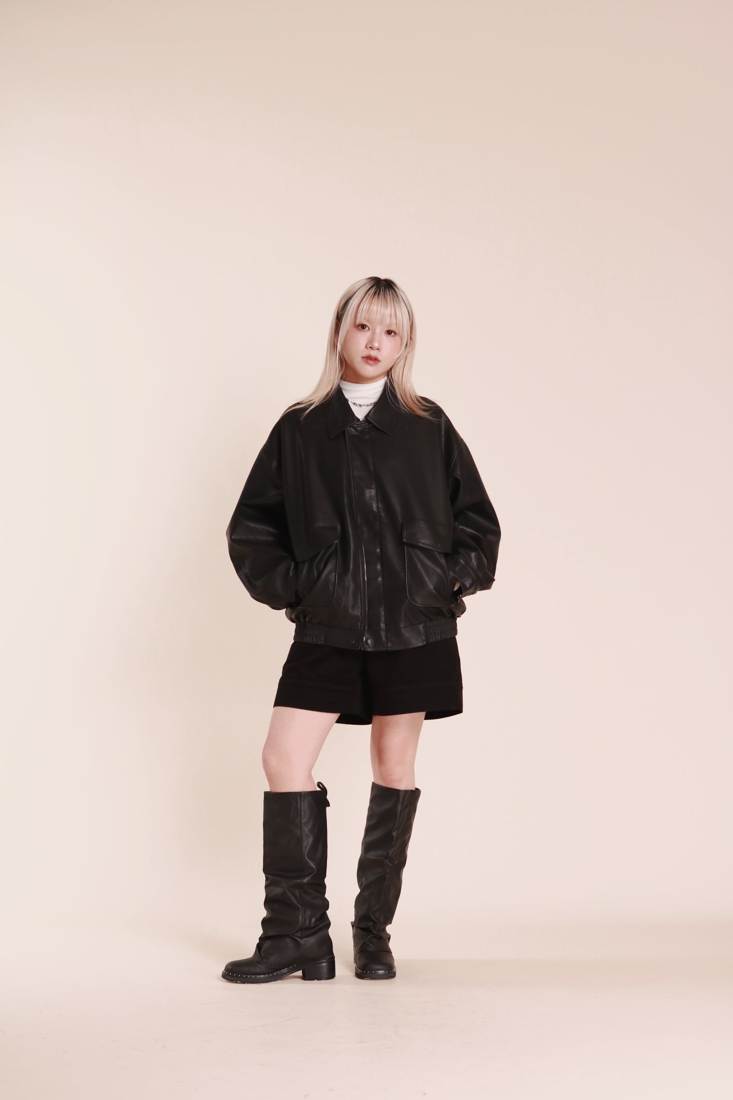 Oversized Leather Jacket (Black)