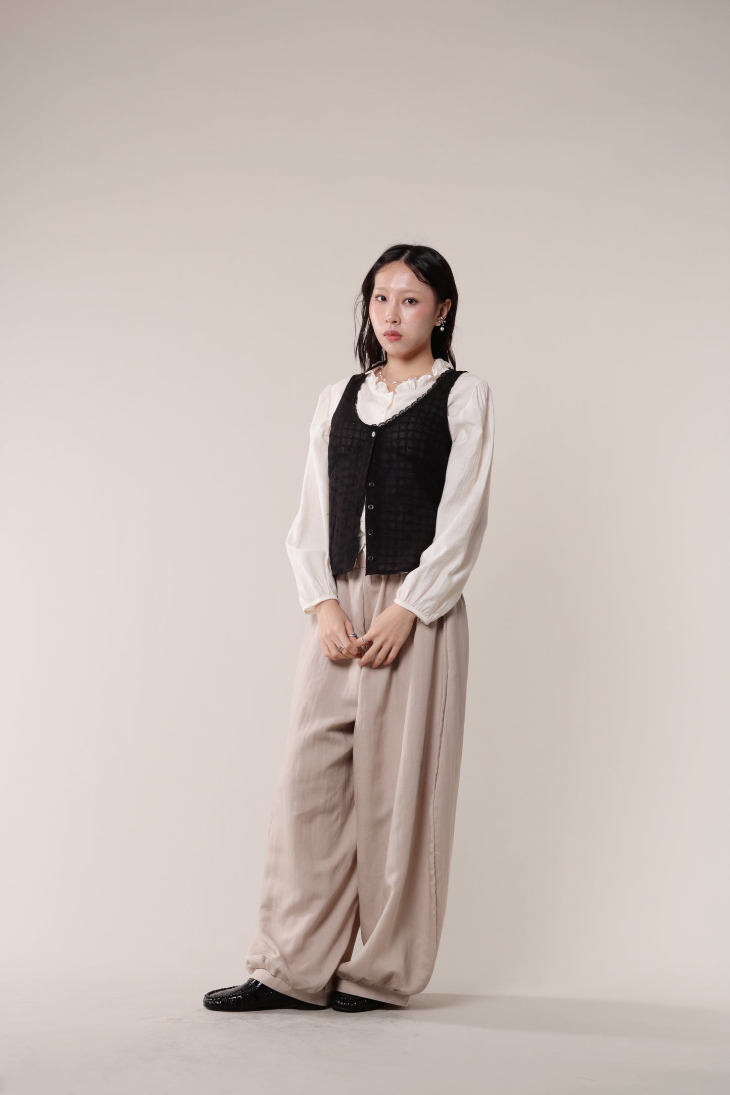 Linen Bubble Pants (Beige)