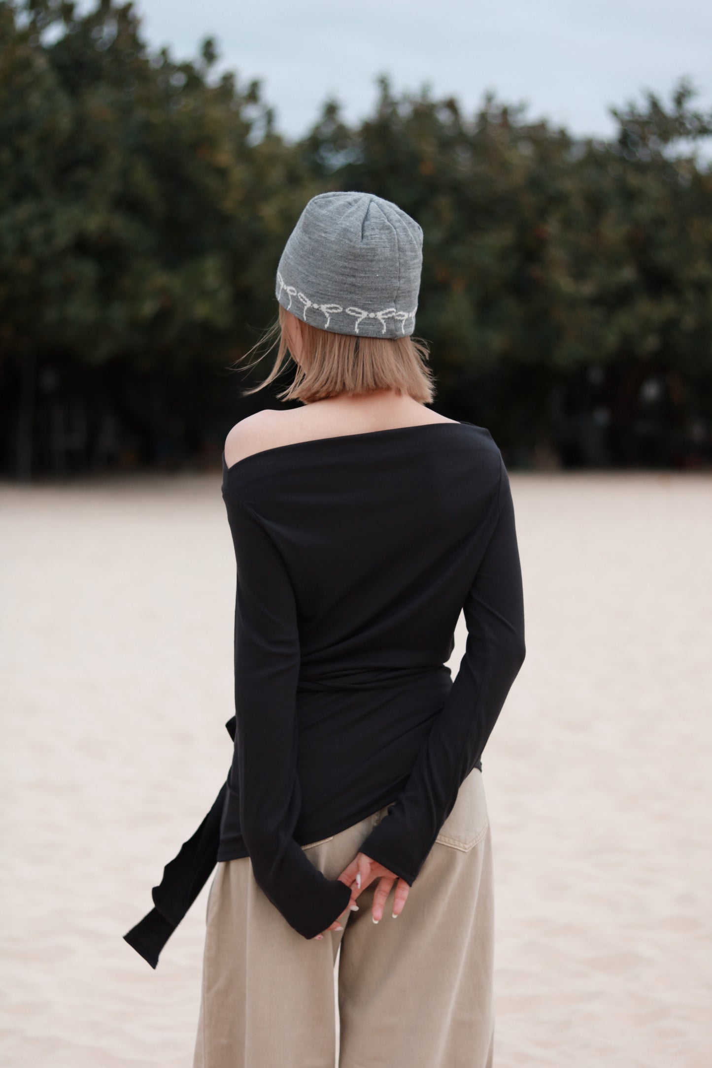 Little Ribbon Beanie (Grey)