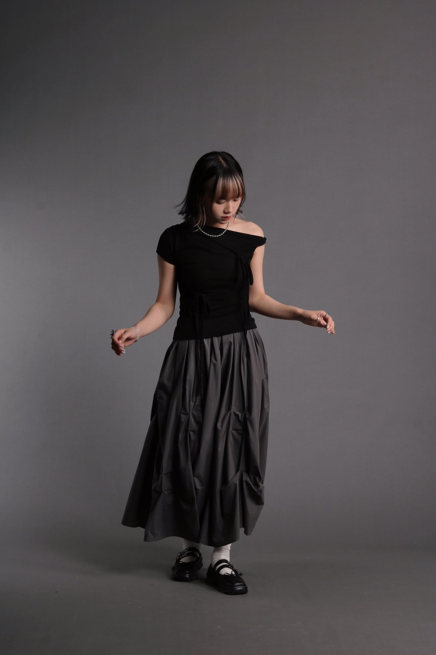 Doll Gathered Skirt (Charcoal)