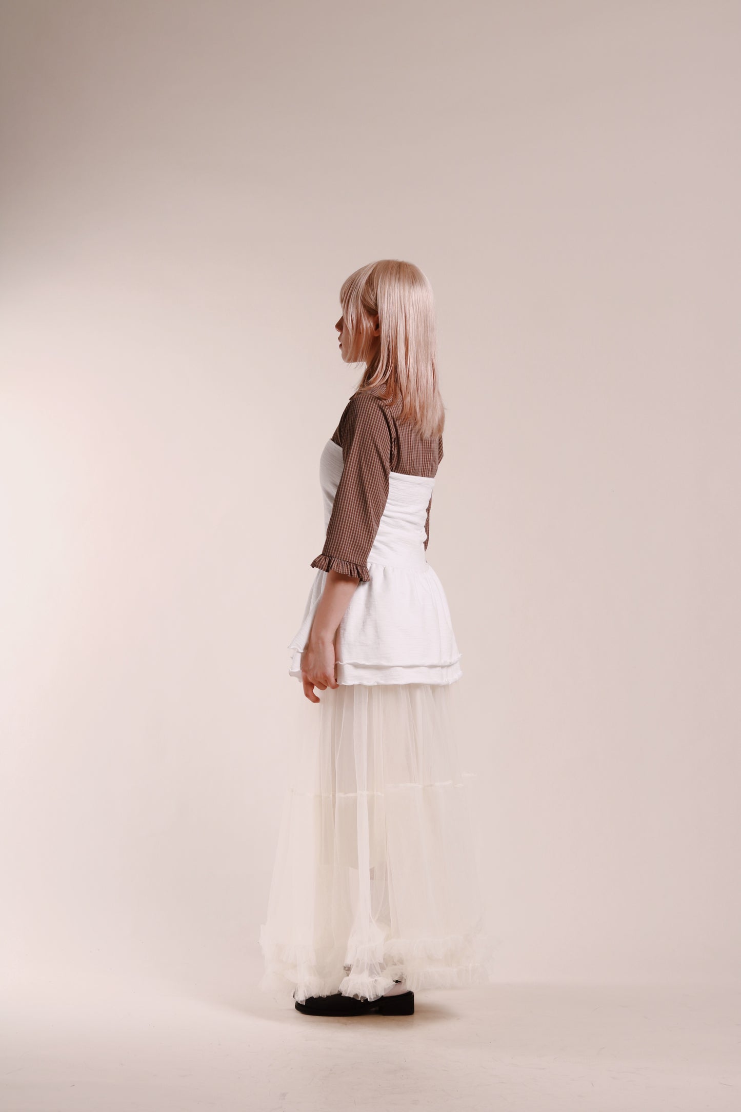 Ruffle Tube Mini Dress (White)