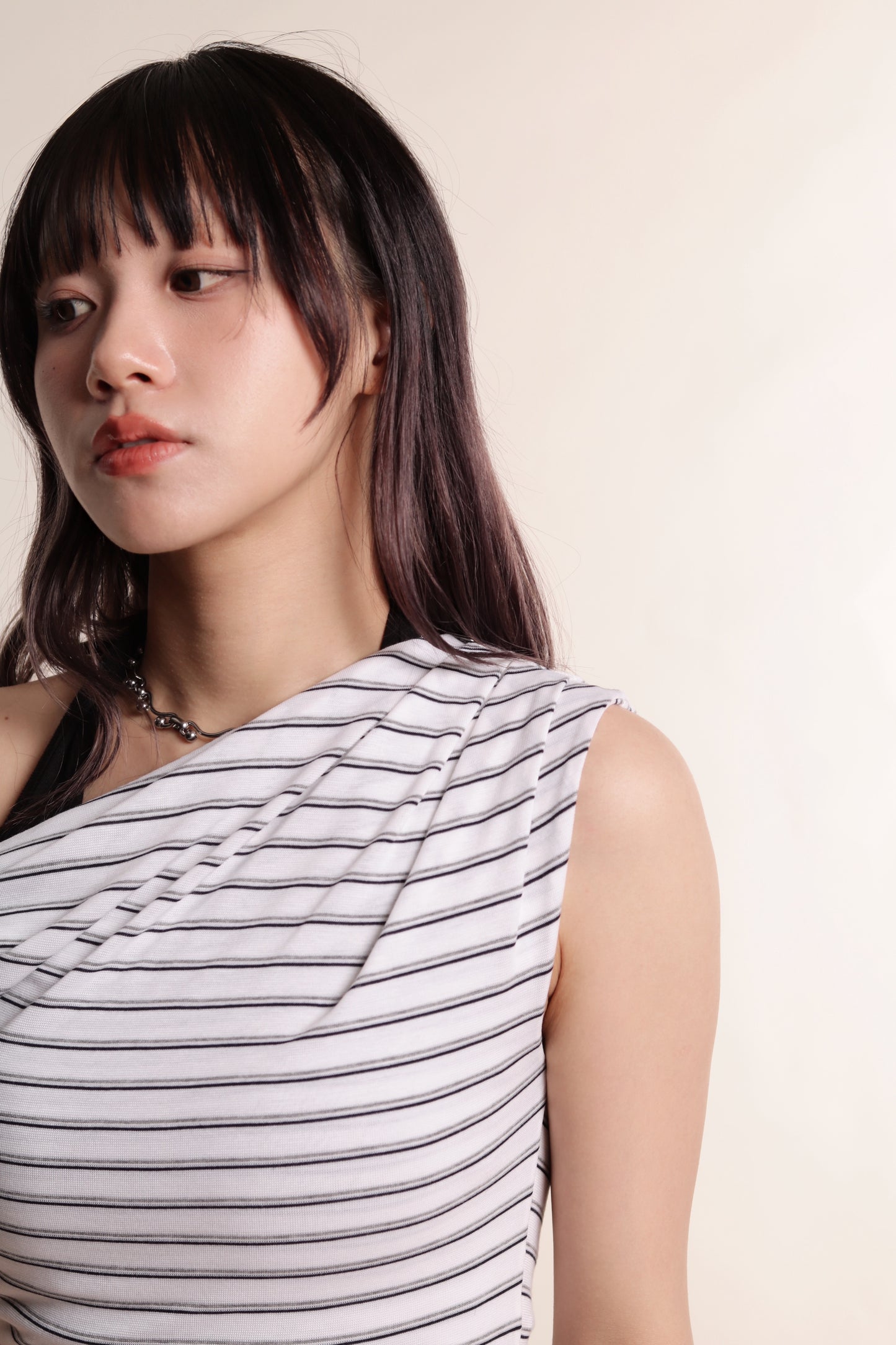 Asymmetric Striped Top (Black)